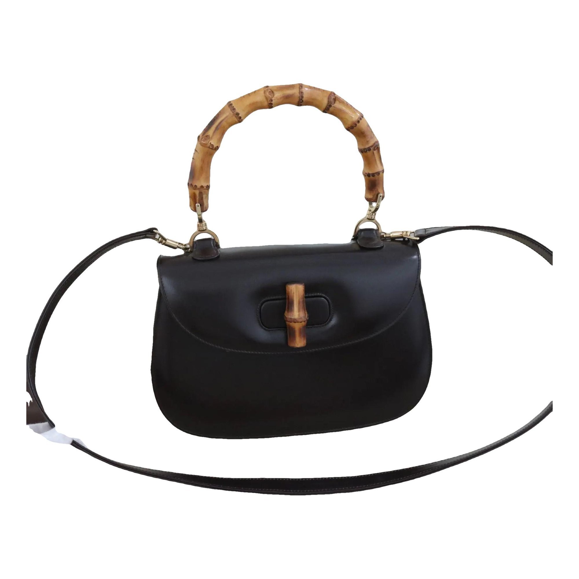 Bamboo Convertible Satchel leather crossbody bag