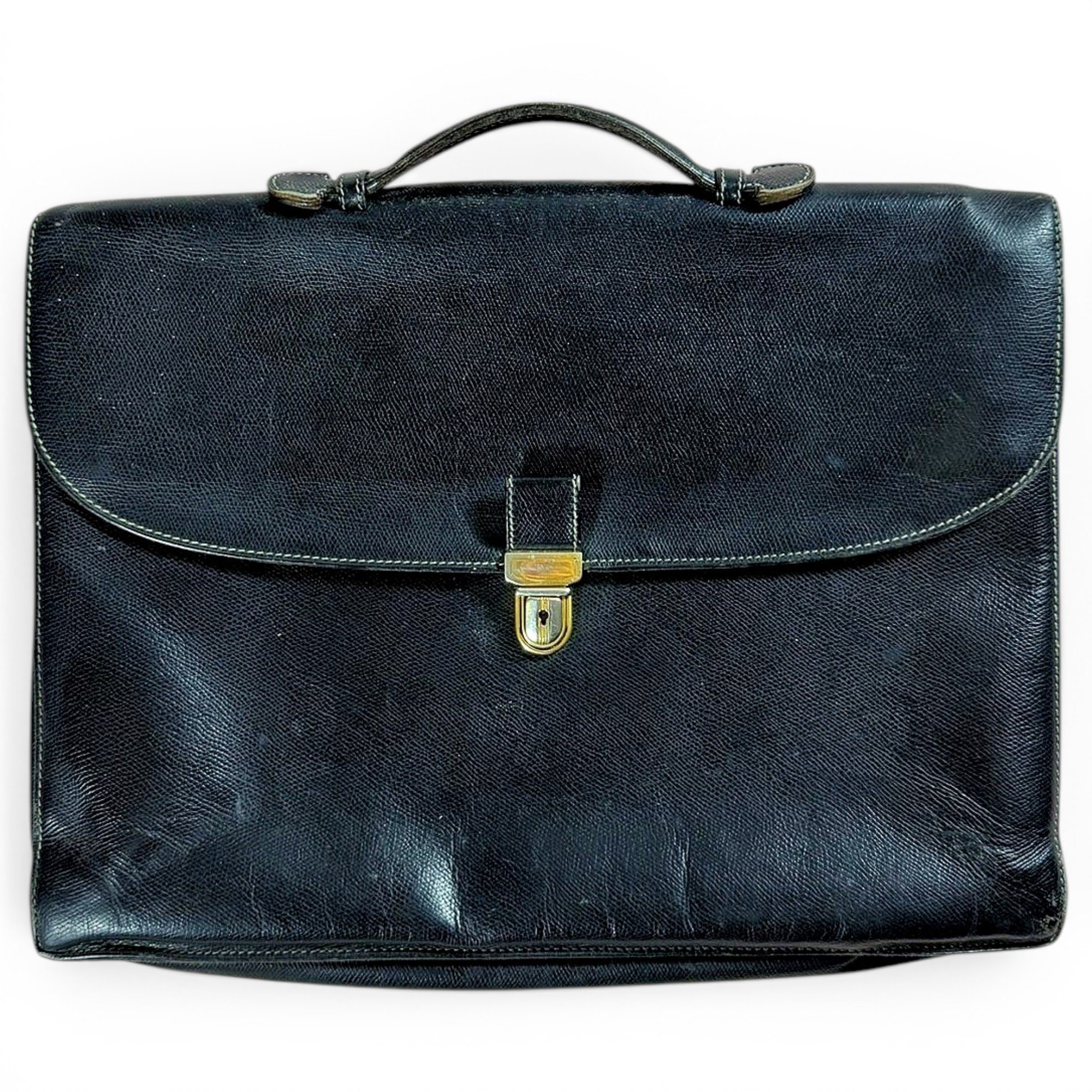 Clasp leather satchel