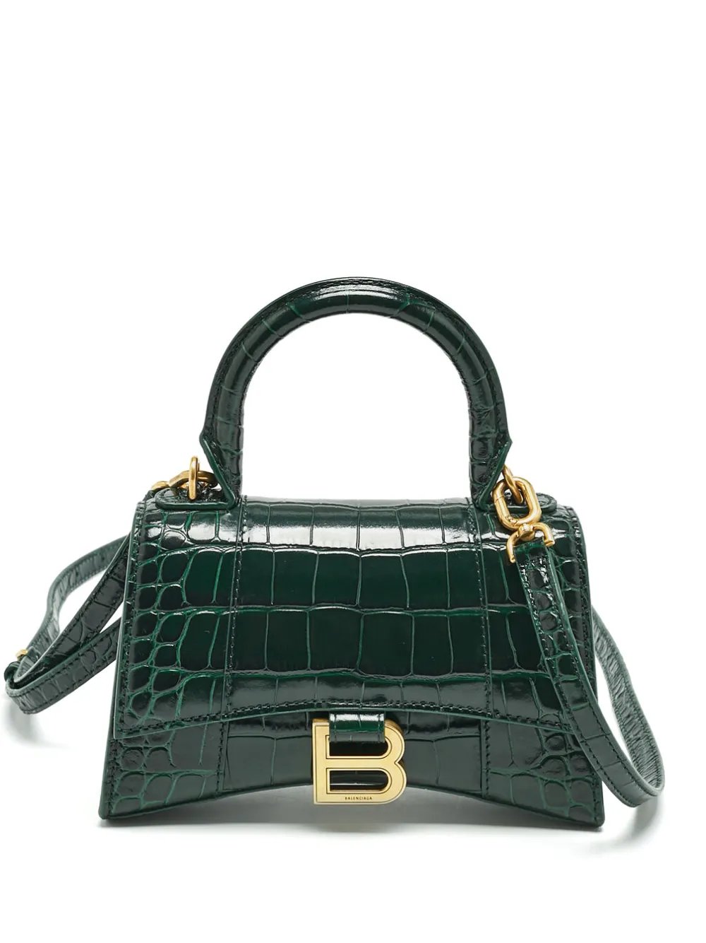 Hourglass croc-embossed leather bag