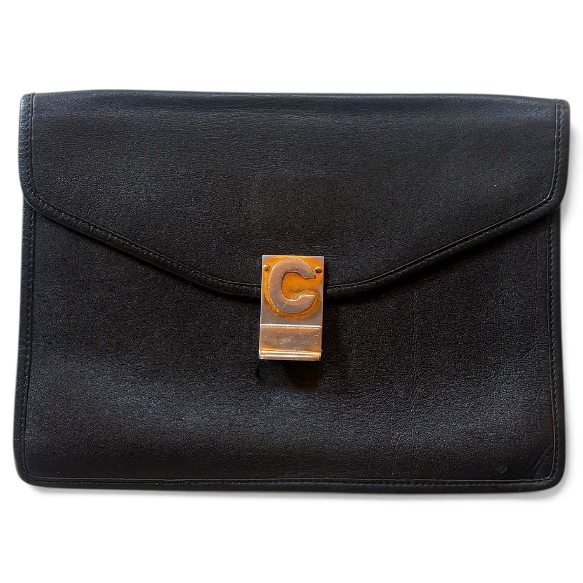Charm leather clutch bag