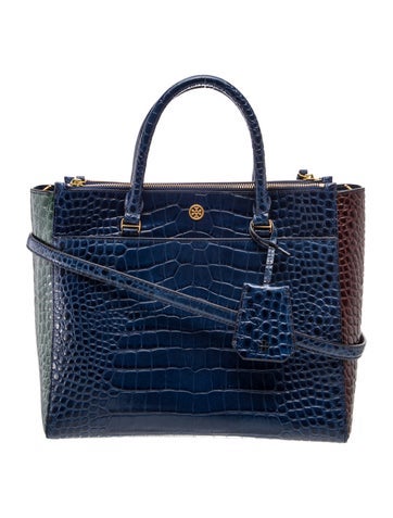 Embossed Leather Top Handle Bag Large