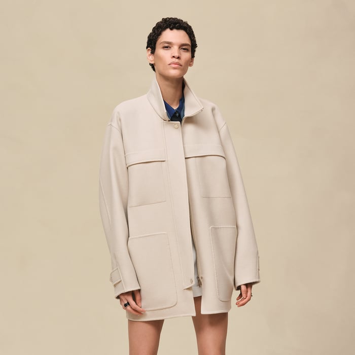 Blanc Sable Short Parka Coat