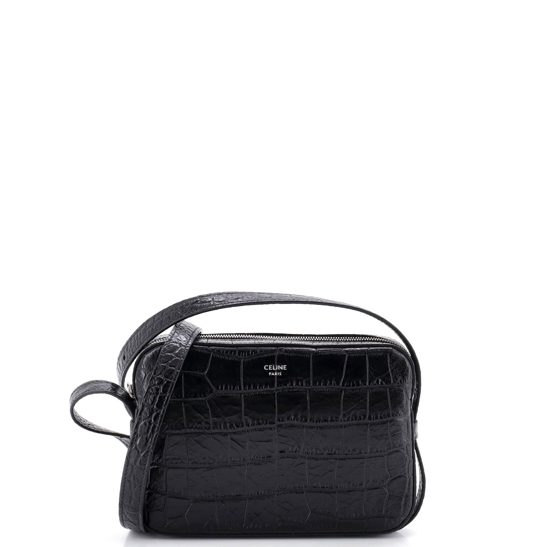 Horizontal Phone Pouch Crocodile Embossed Leather Mini