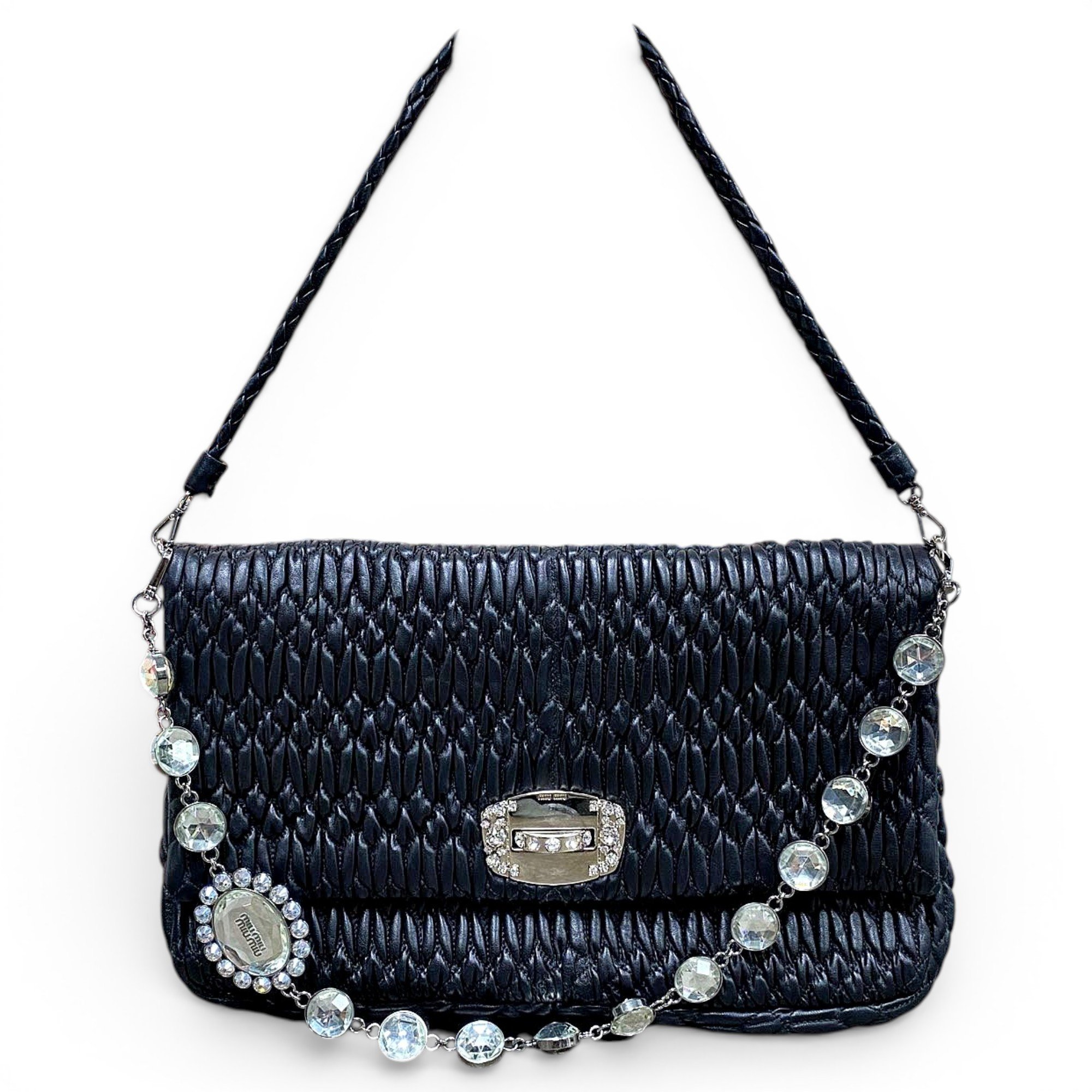 Miu Crystal leather handbag