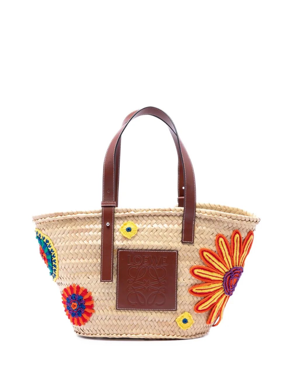 2018 Large Floral Embroidered Raffia Basket tote bag