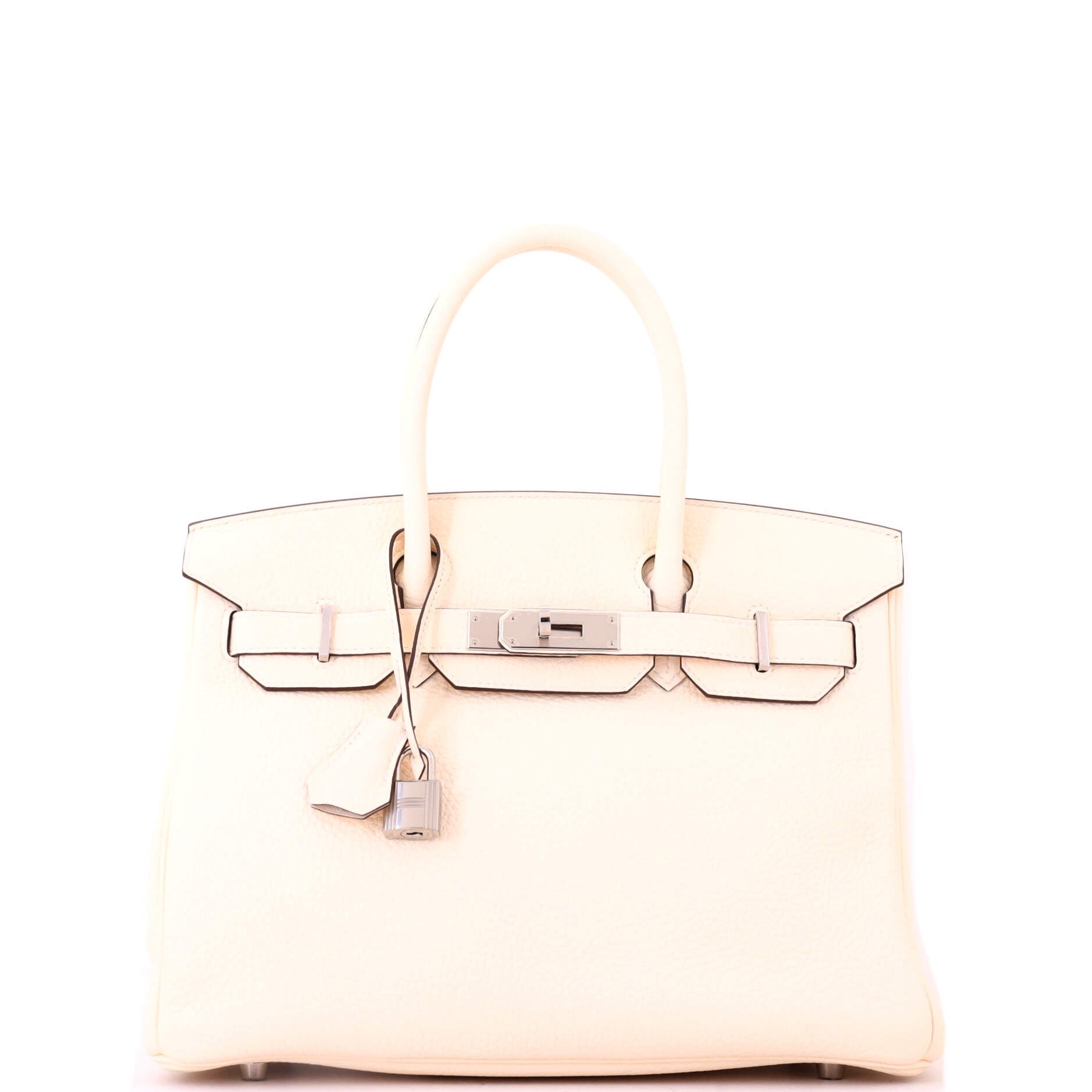 Hermes Birkin Handbag Light Clemence with Palladium Hardware 30