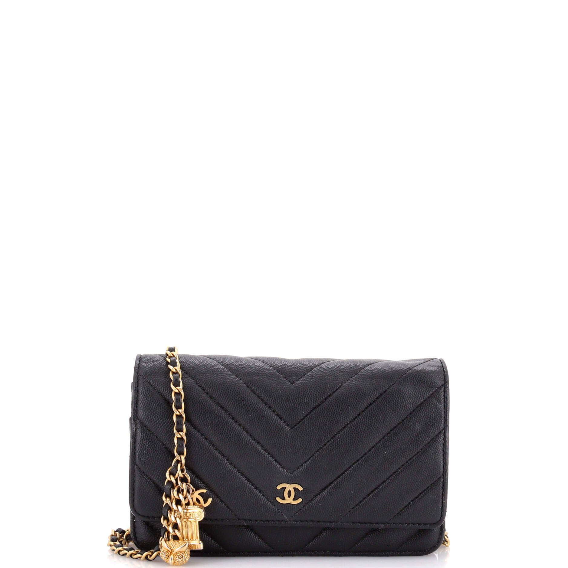 Ancient Greek Charm Wallet on Chain Chevron Caviar
