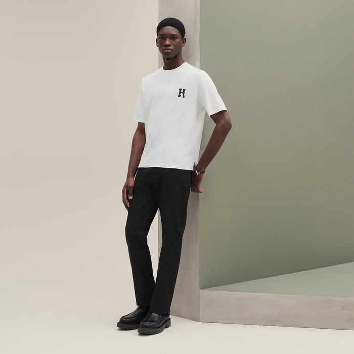 Blanc "H'Cheval" T-shirt With Leather Detail