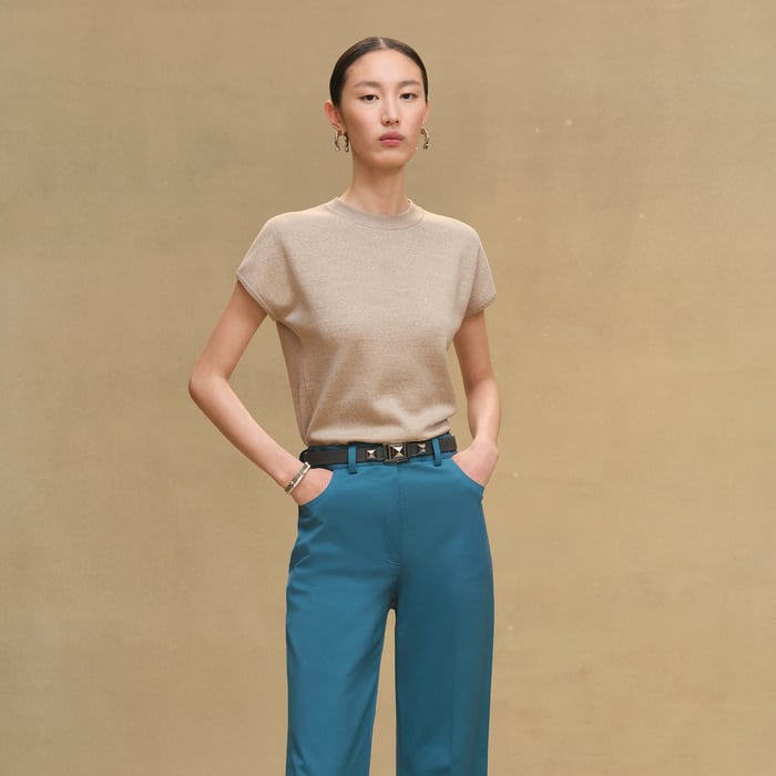 Beige Cremello Short-sleeve Sweater