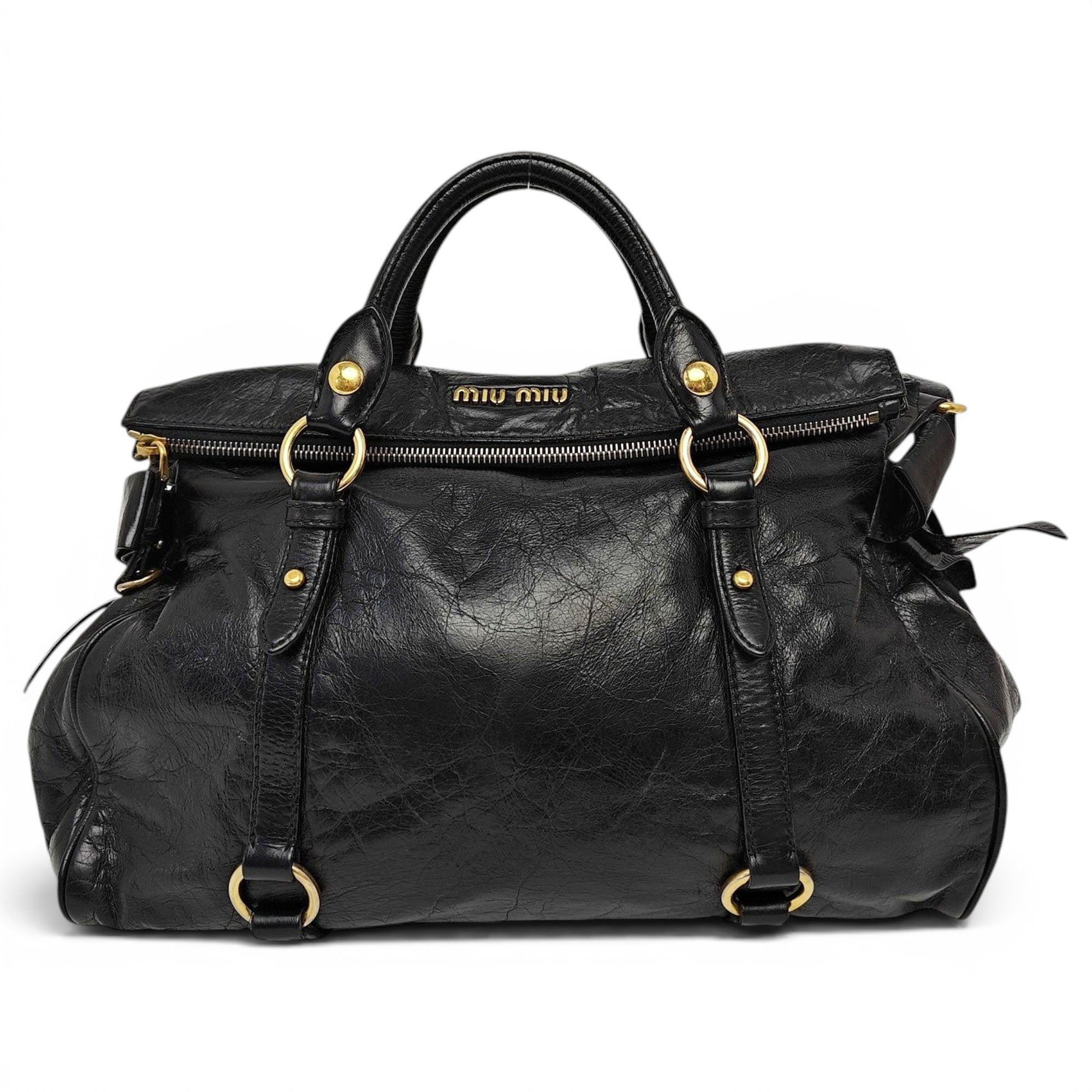 Bow bag leather handbag