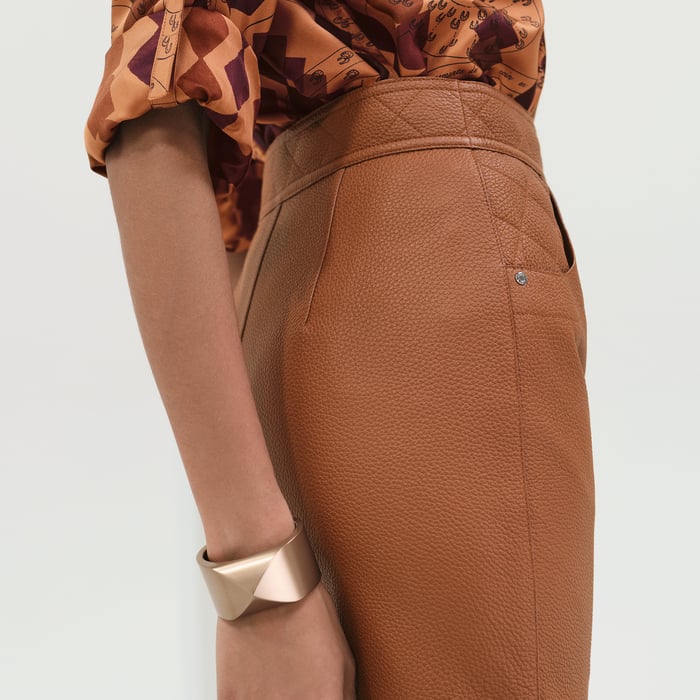 Marron Fauve Miniskirt With Quilted Detail