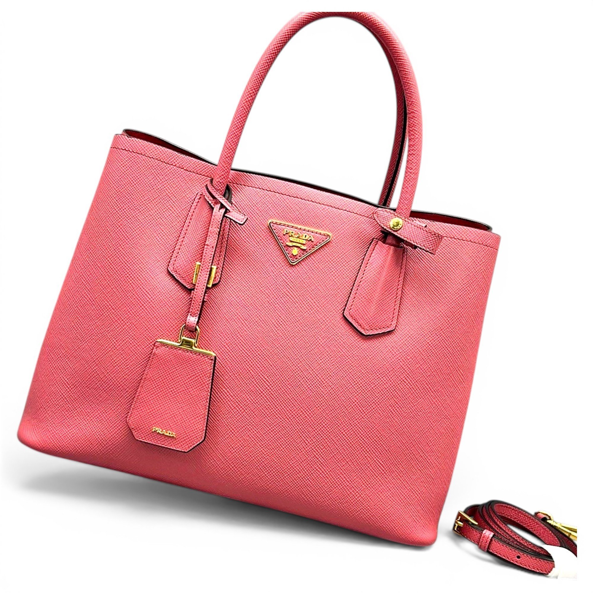 Double leather handbag