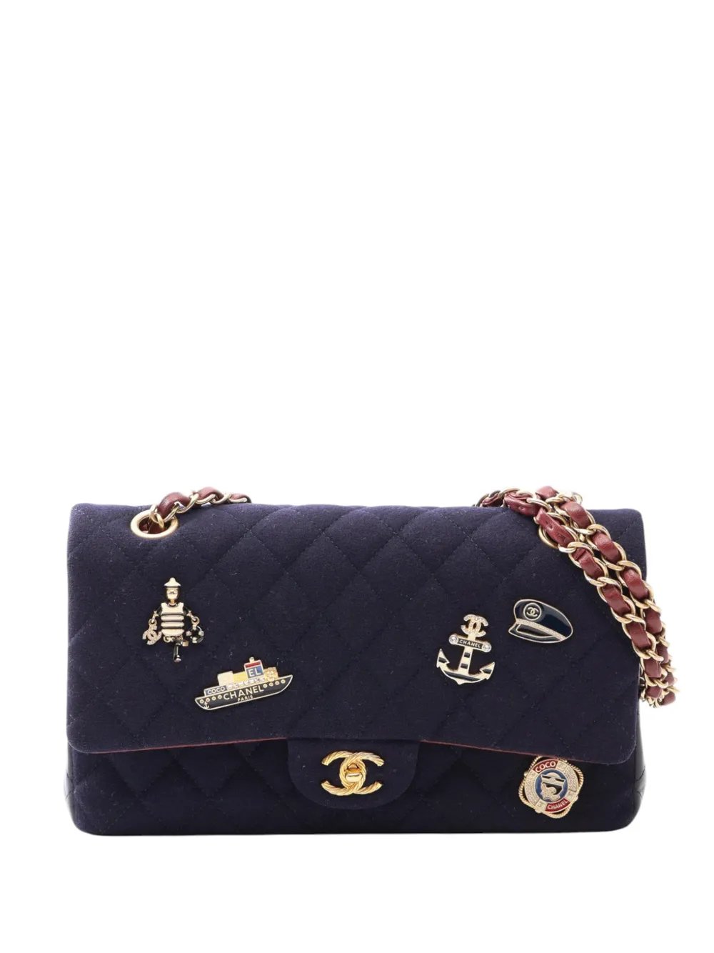2018-2019 Paris Hamburg Medium Classic Jersey Coco Sailor Charms Double Flap shoulder bag