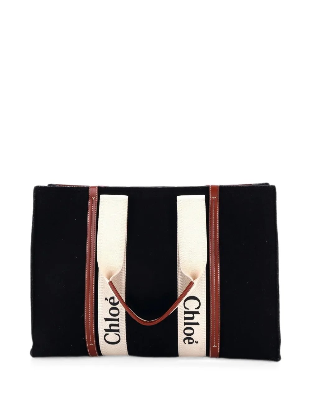 Woody Recycled Felt with Leather and Canvas Large tote bag