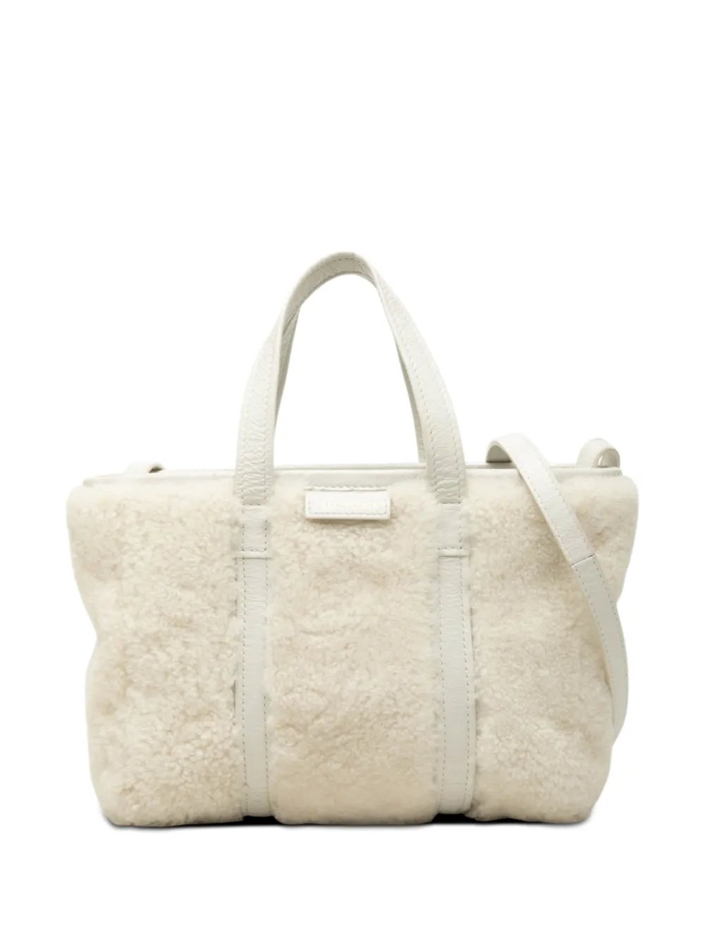 Balenciaga 2022 Small Shearling and Leather Barbes East West Shopper Tote satchel