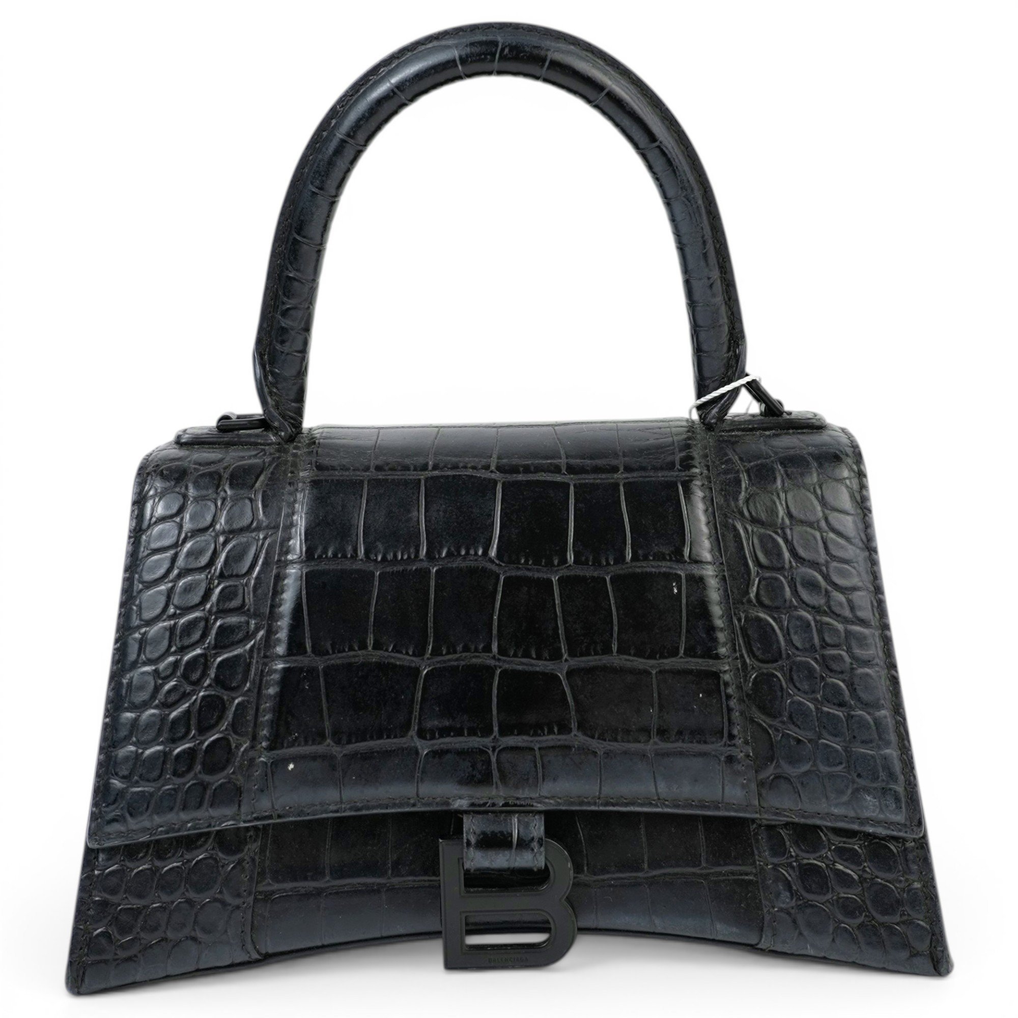 Hourglass leather handbag