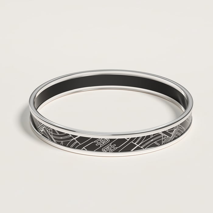 C8_orfevre Blanc Platine Noir Mors a Jouets Bangle