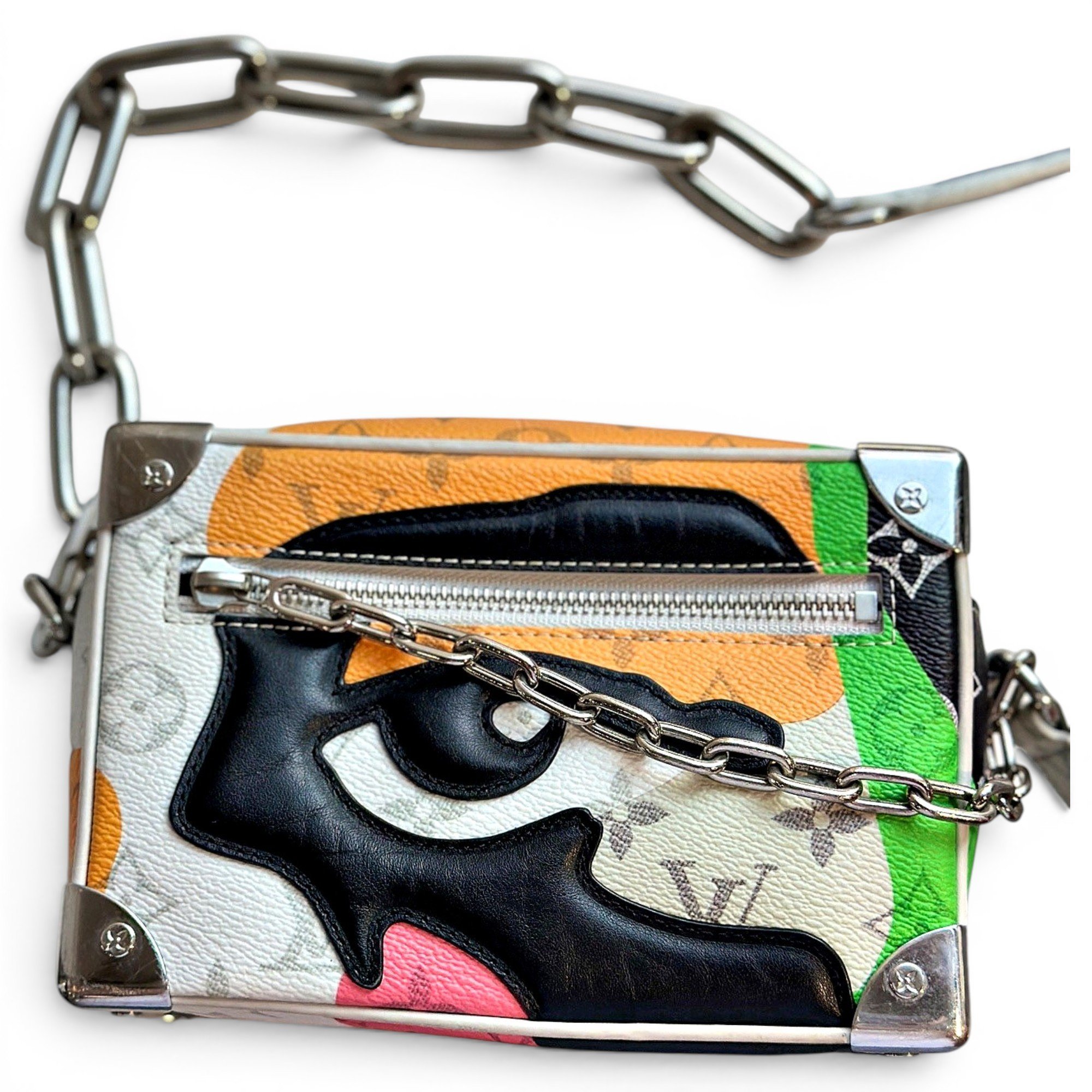 Side Trunk leather handbag