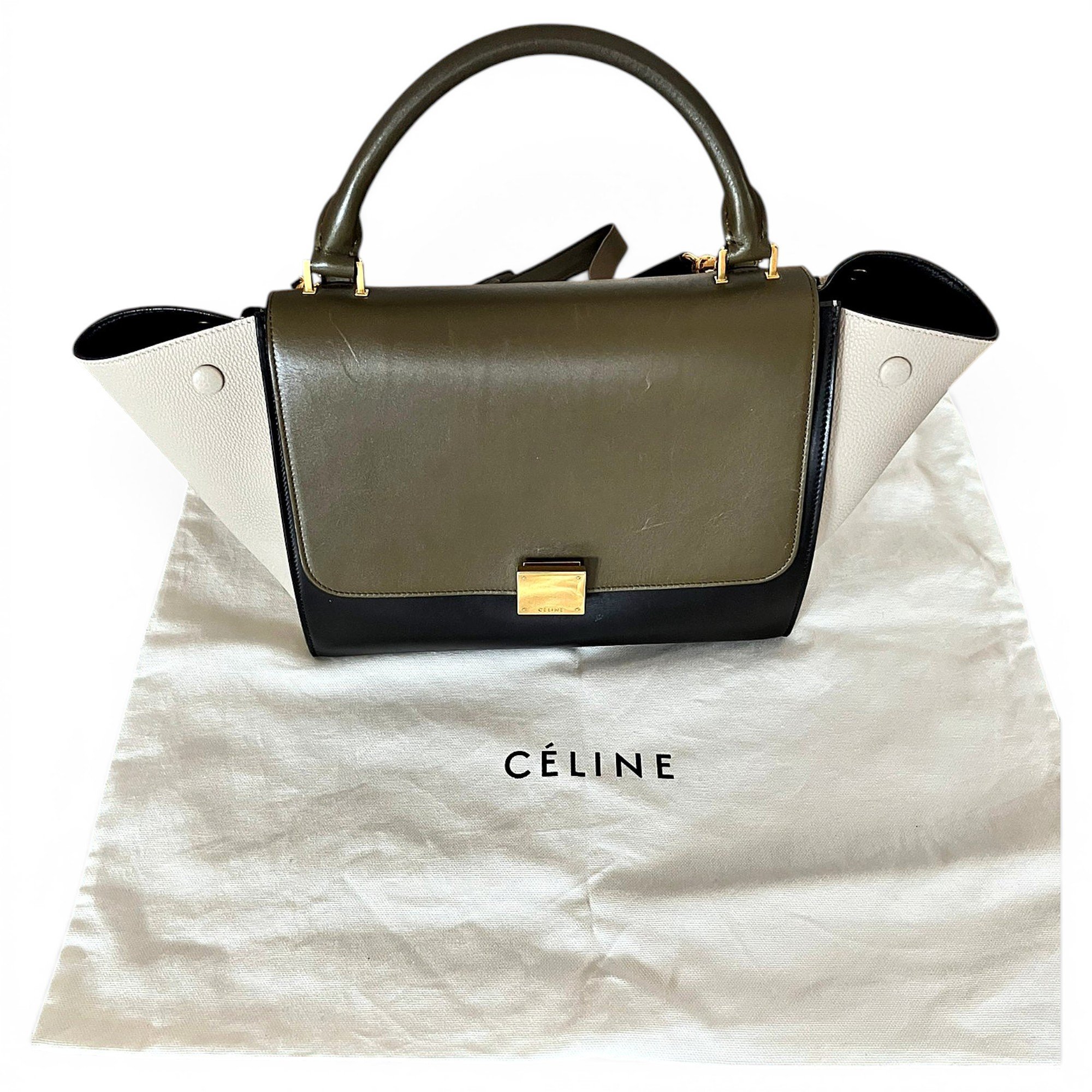 Trapèze leather handbag