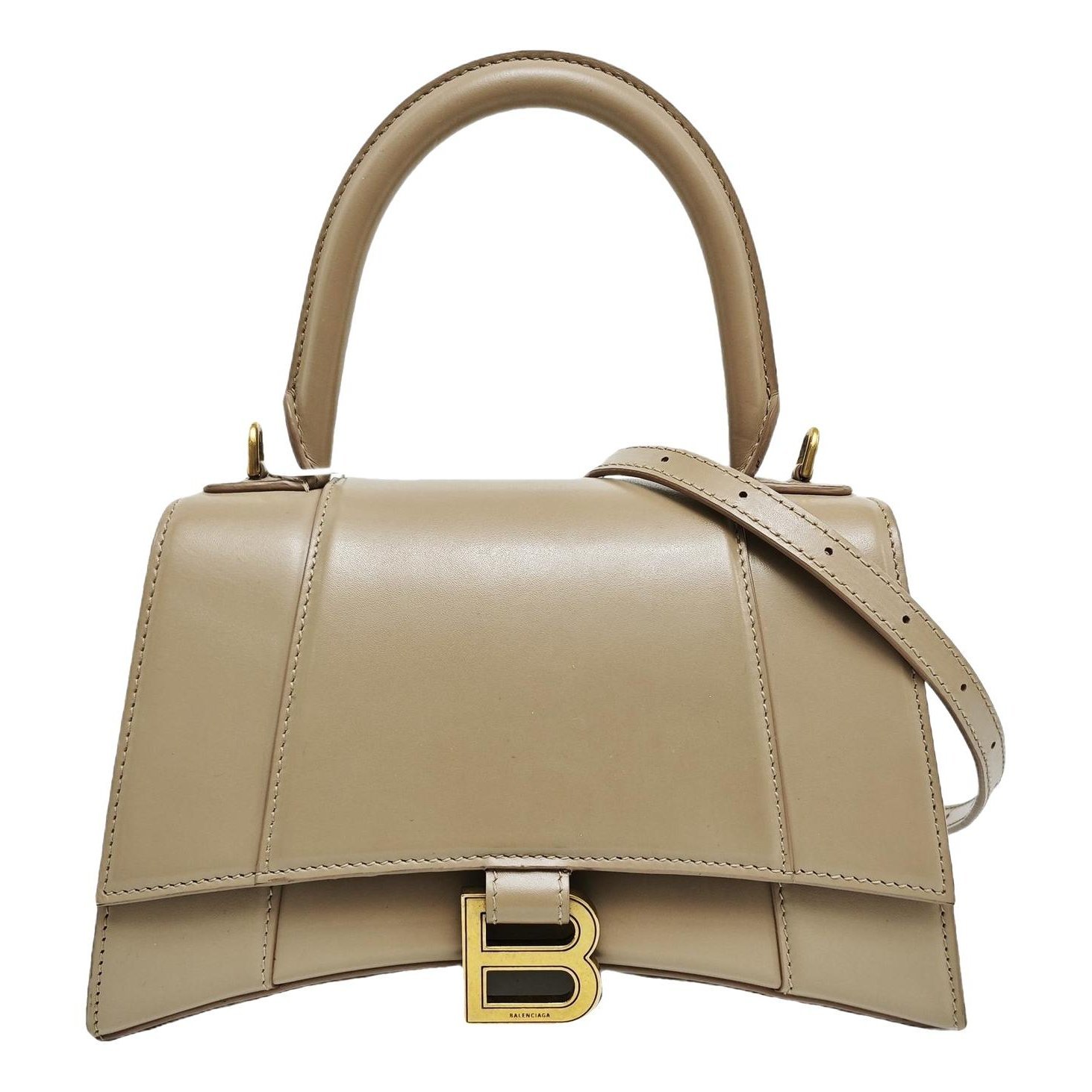 Hourglass leather handbag