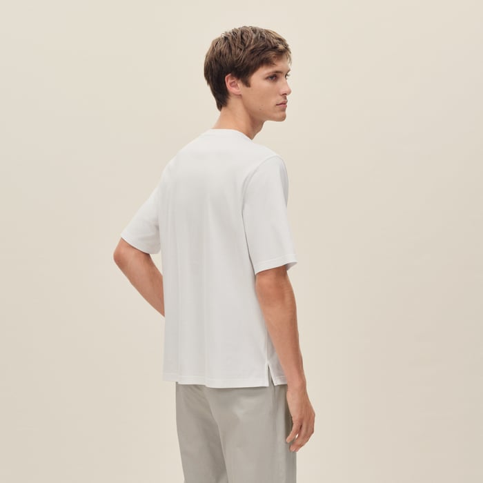 Blanc "H'Cheval" T-shirt With Leather Detail