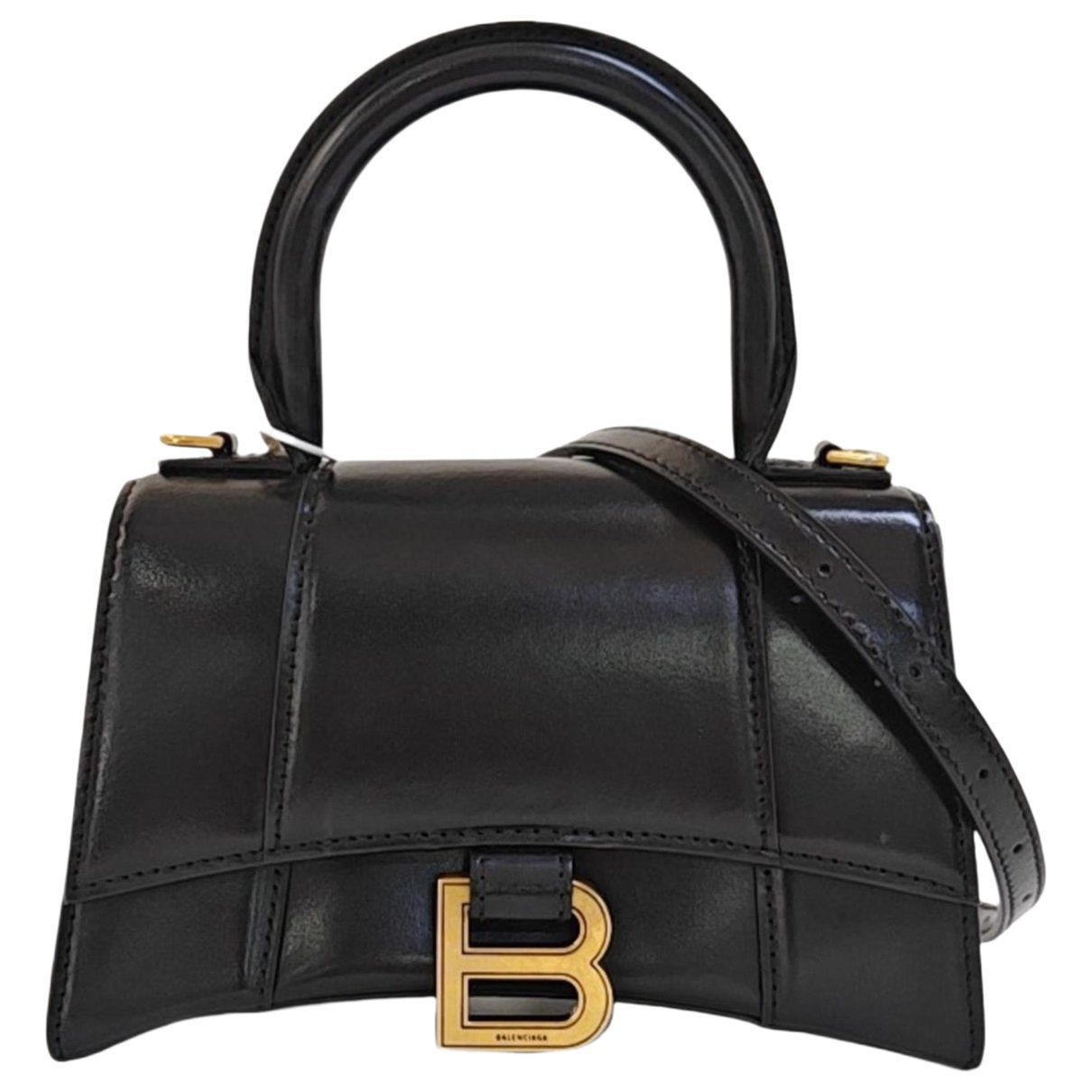 Hourglass leather handbag