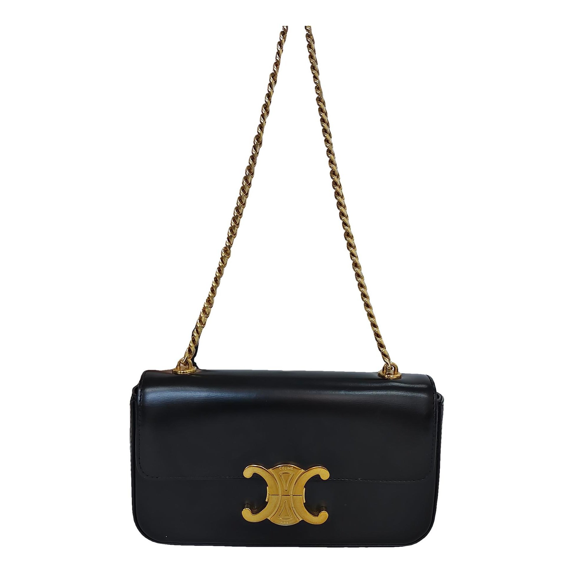Triomphe chain leather handbag