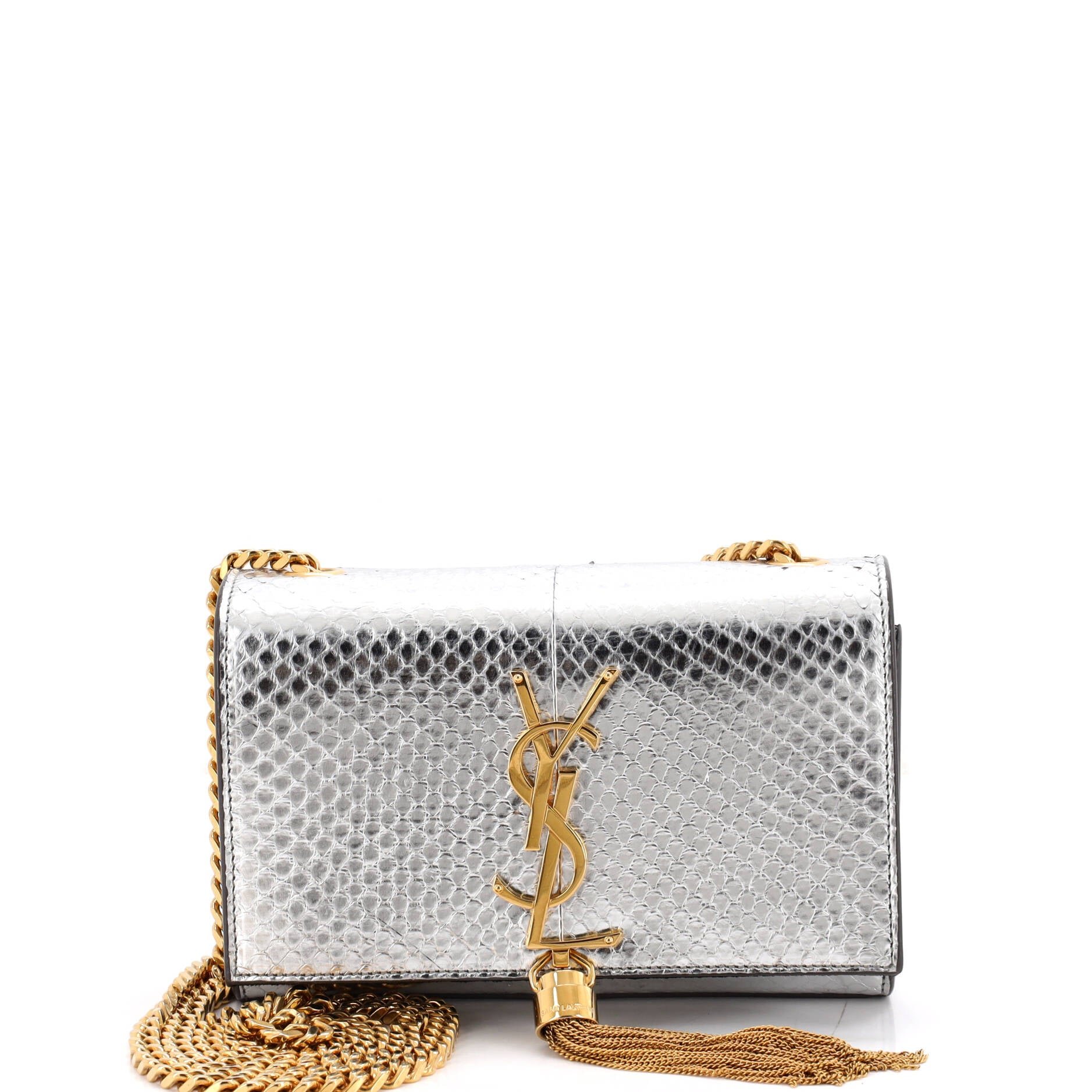 Classic Monogram Tassel Crossbody Bag Python Embossed Leather Small