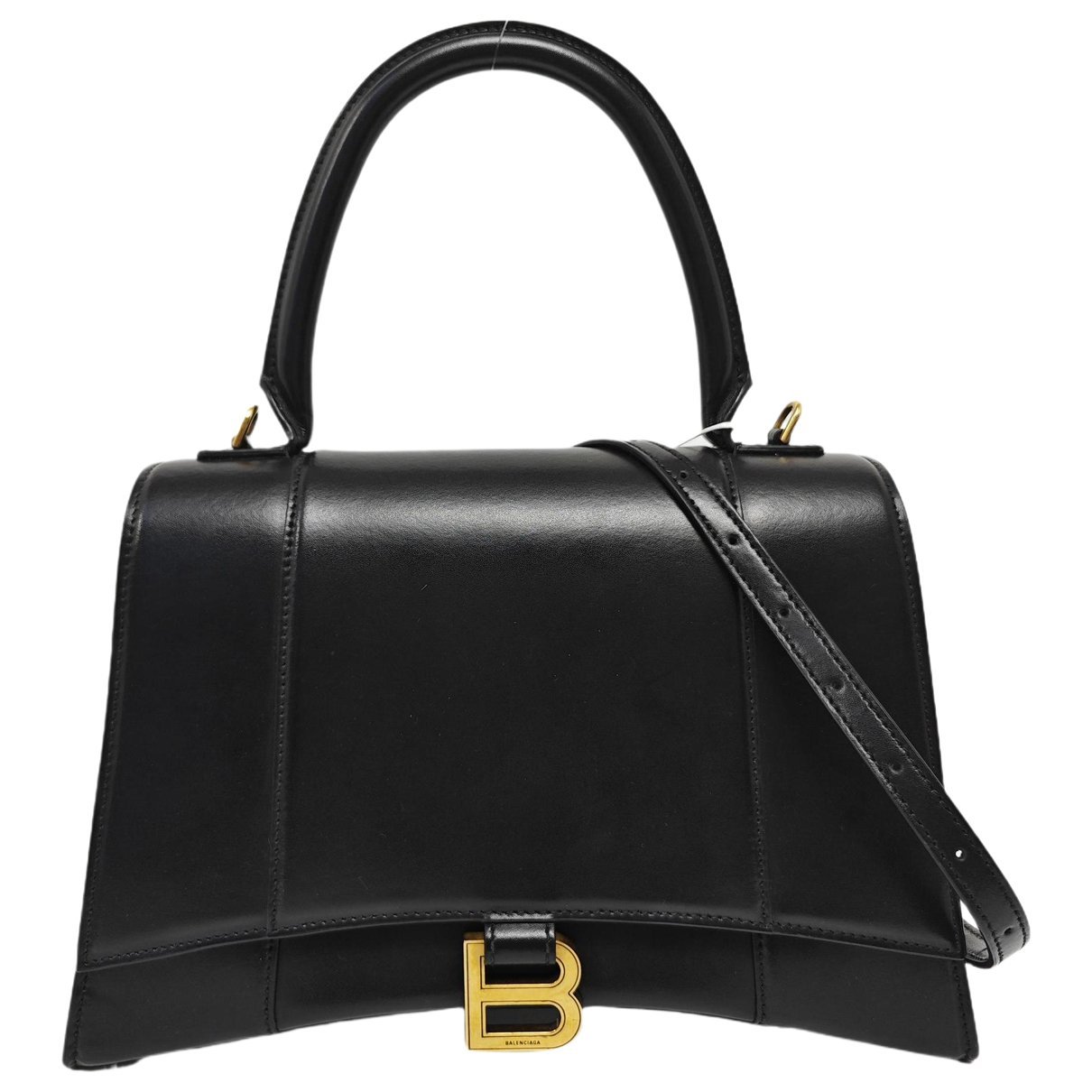 Hourglass leather handbag
