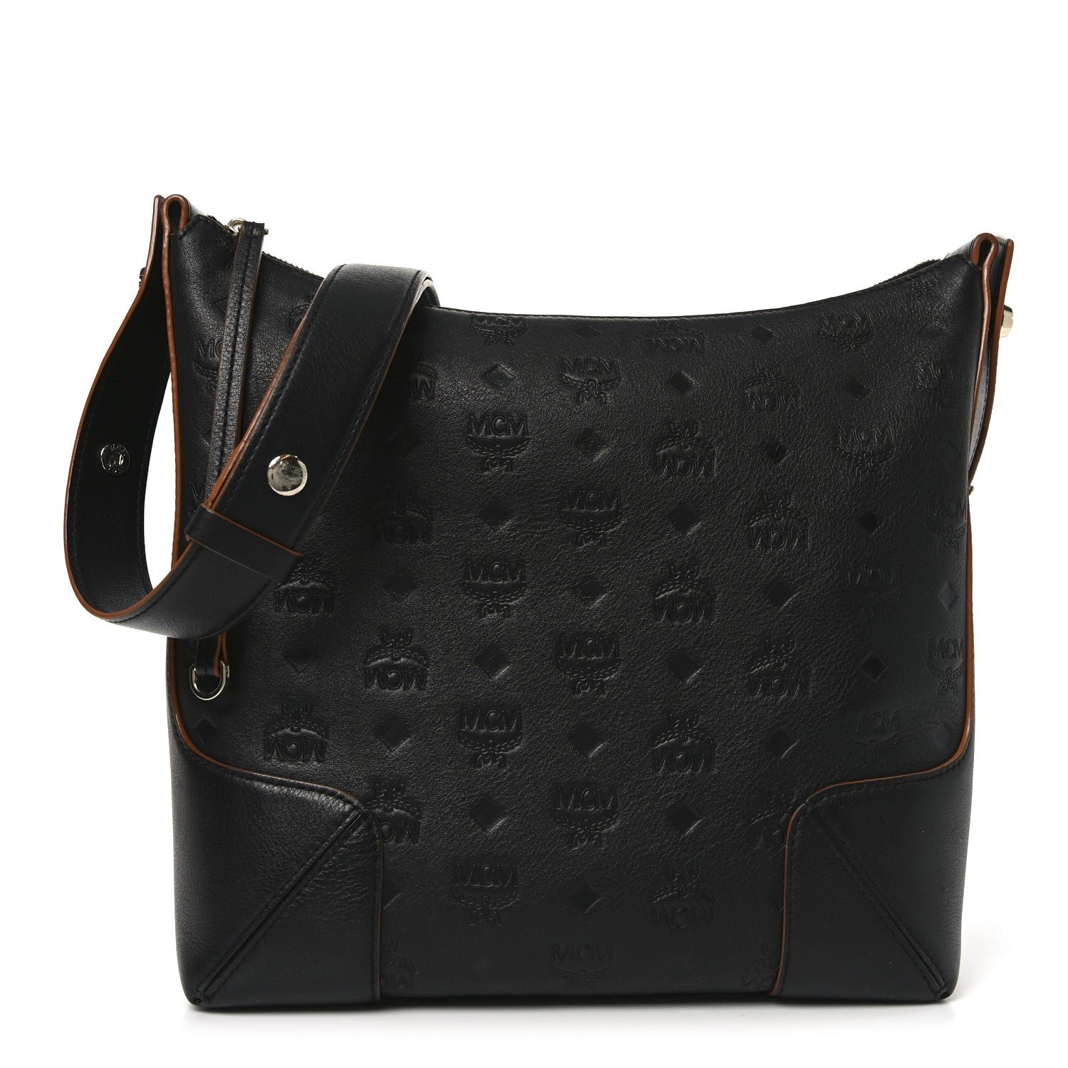 MCM Calfskin Ottomar Monogram Klara Medium Hobo Black