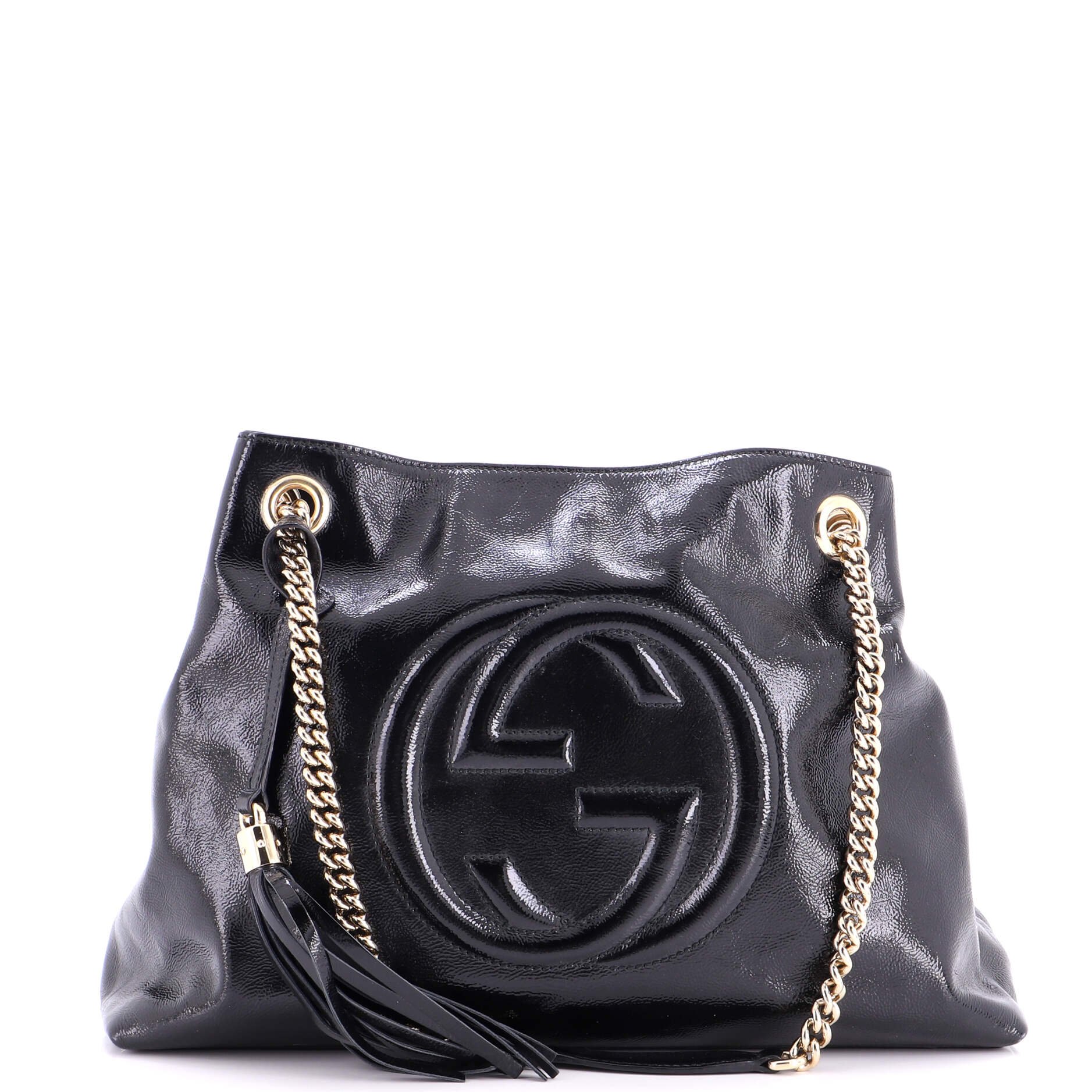Soho Chain Strap Shoulder Bag Patent Medium