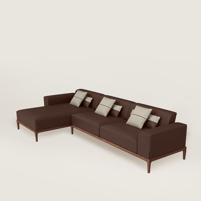 Chocolat Sofa Sellier 2-seater With Chaise Lounge