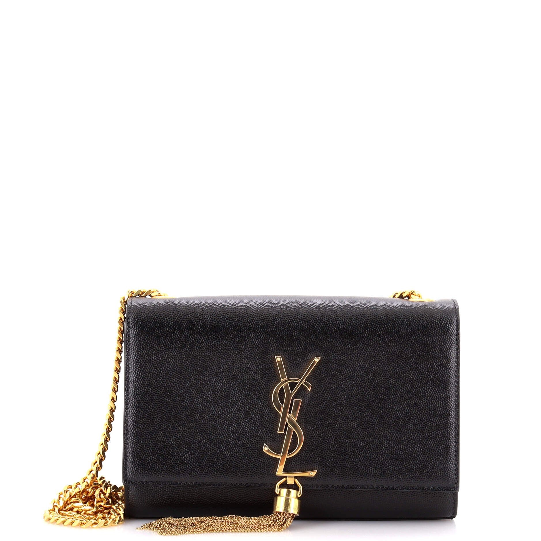 Classic Monogram Tassel Crossbody Bag Grainy Leather Small