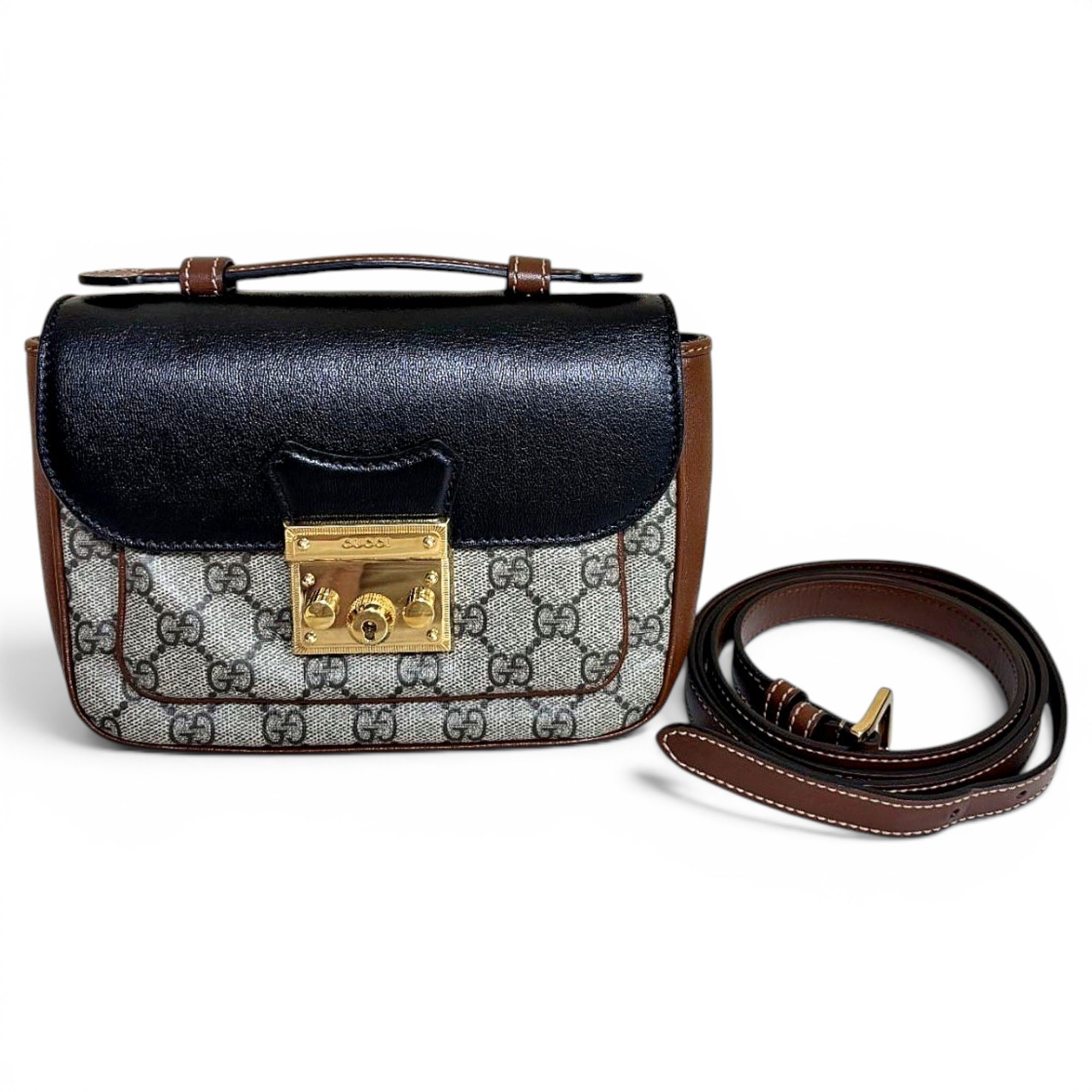 Padlock vinyl crossbody bag