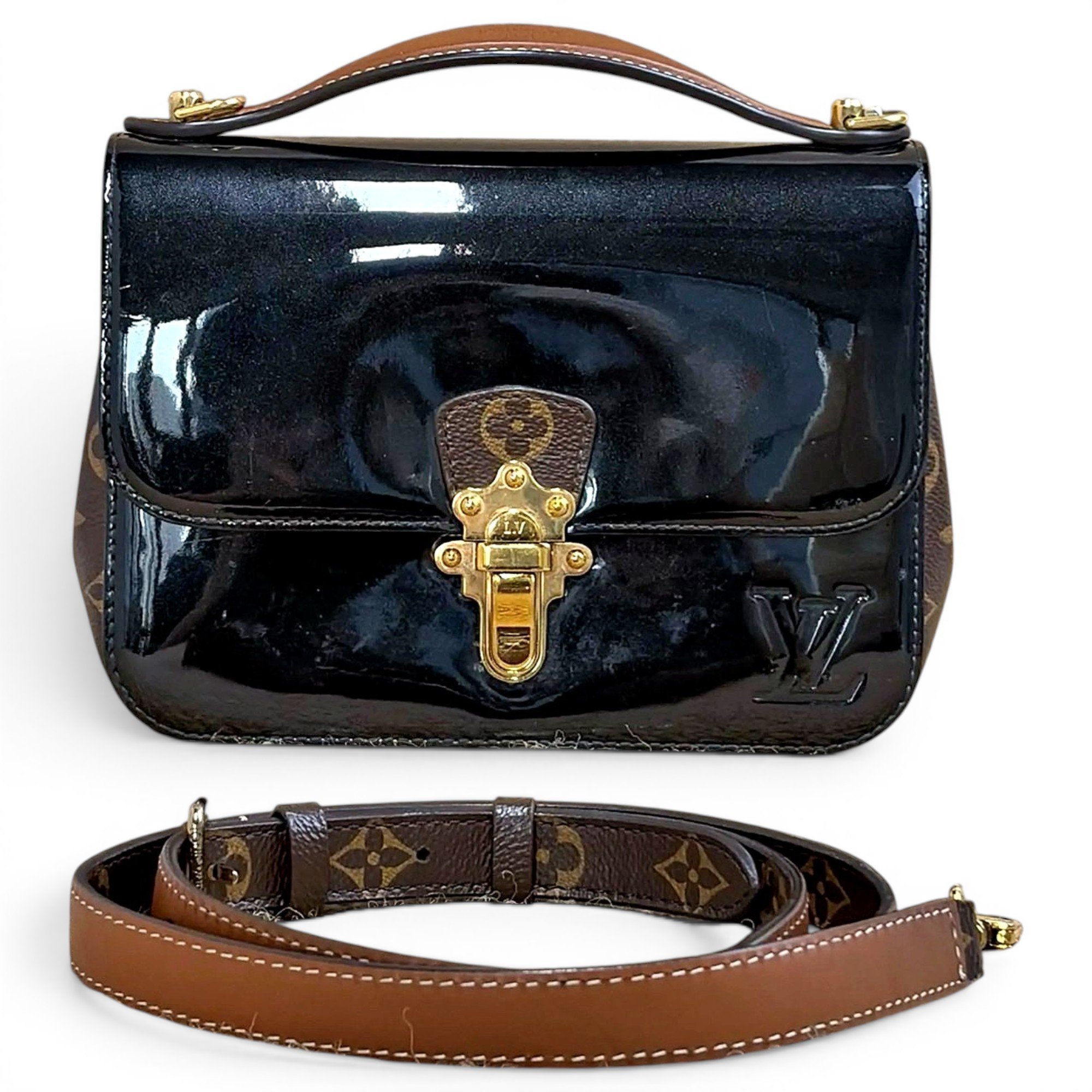Cherrywood patent leather handbag