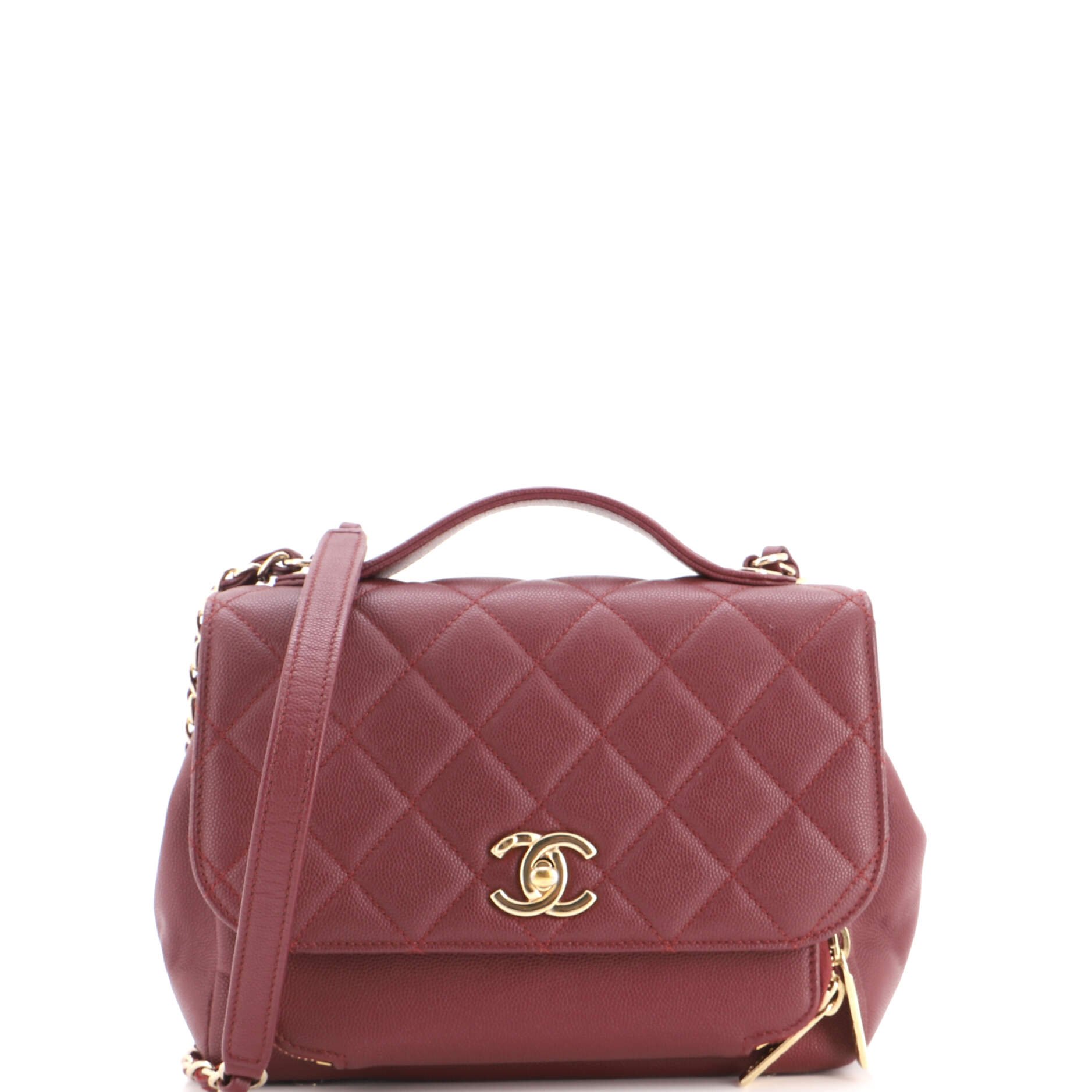 Business Affinity Flap Bag Quilted Caviar Small