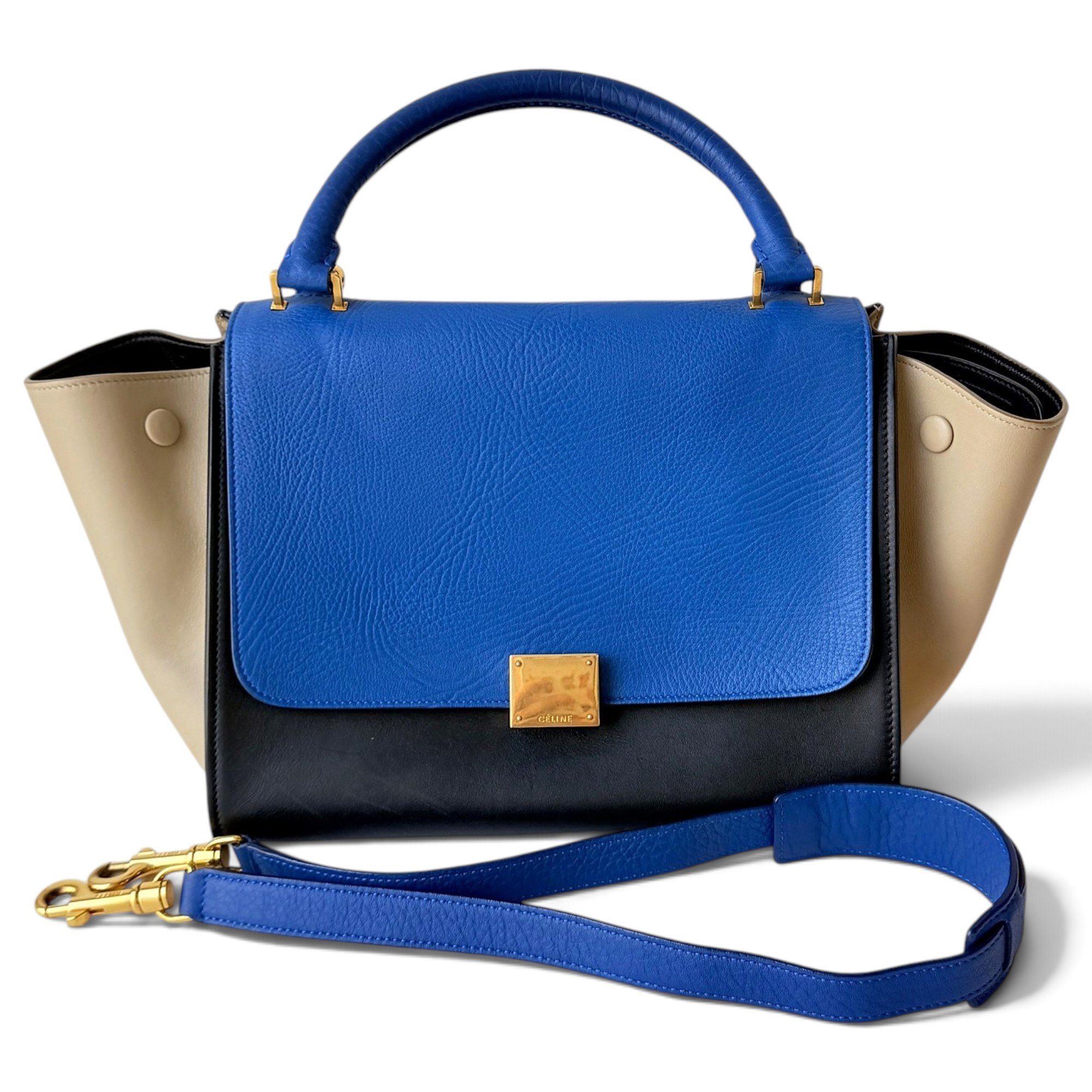 Trapèze leather handbag