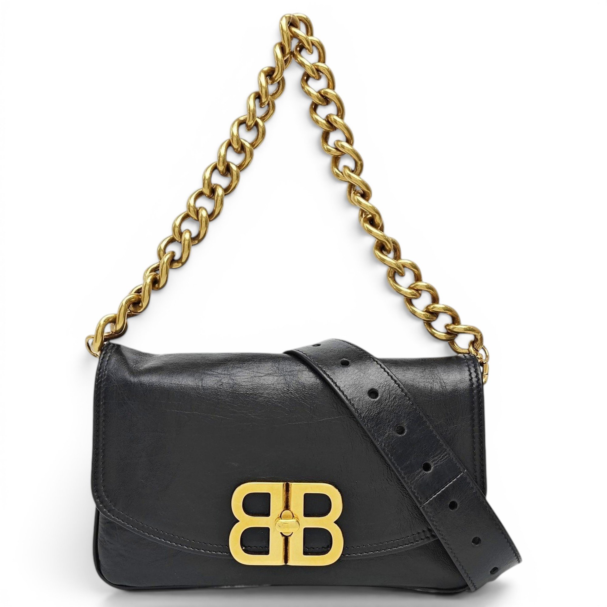 BB chain leather handbag