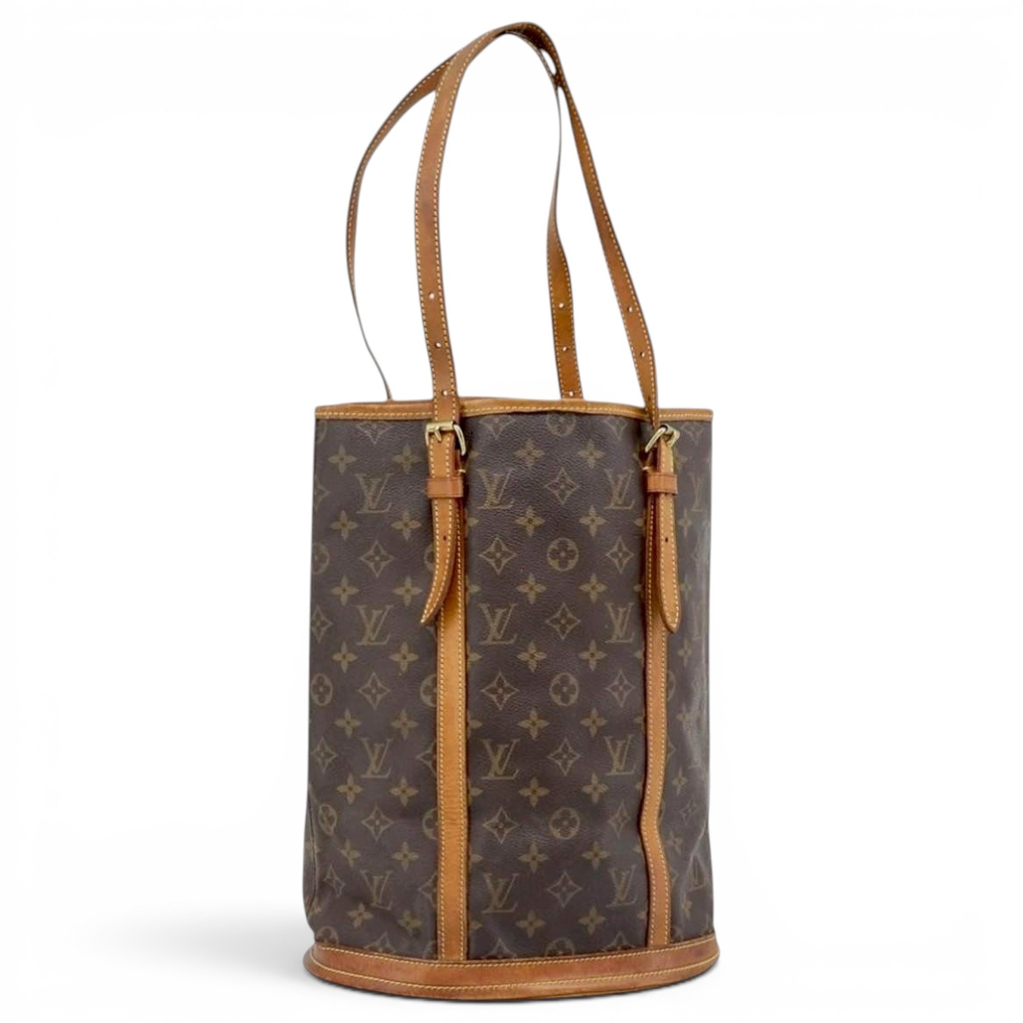 Bucket leather handbag
