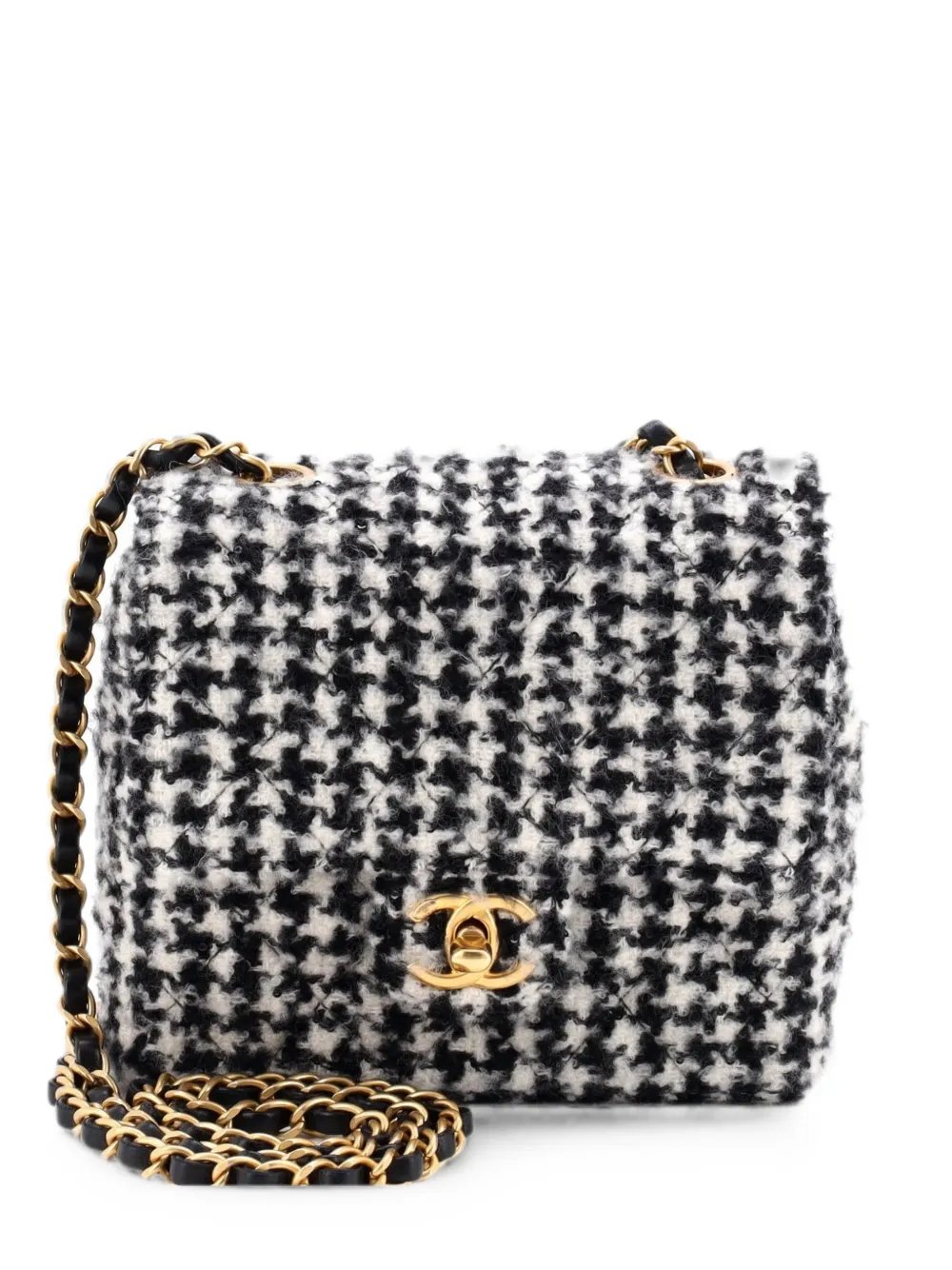 Square Classic Single Flap Bag Quilted Tweed and Sequins Mini crossbody bag