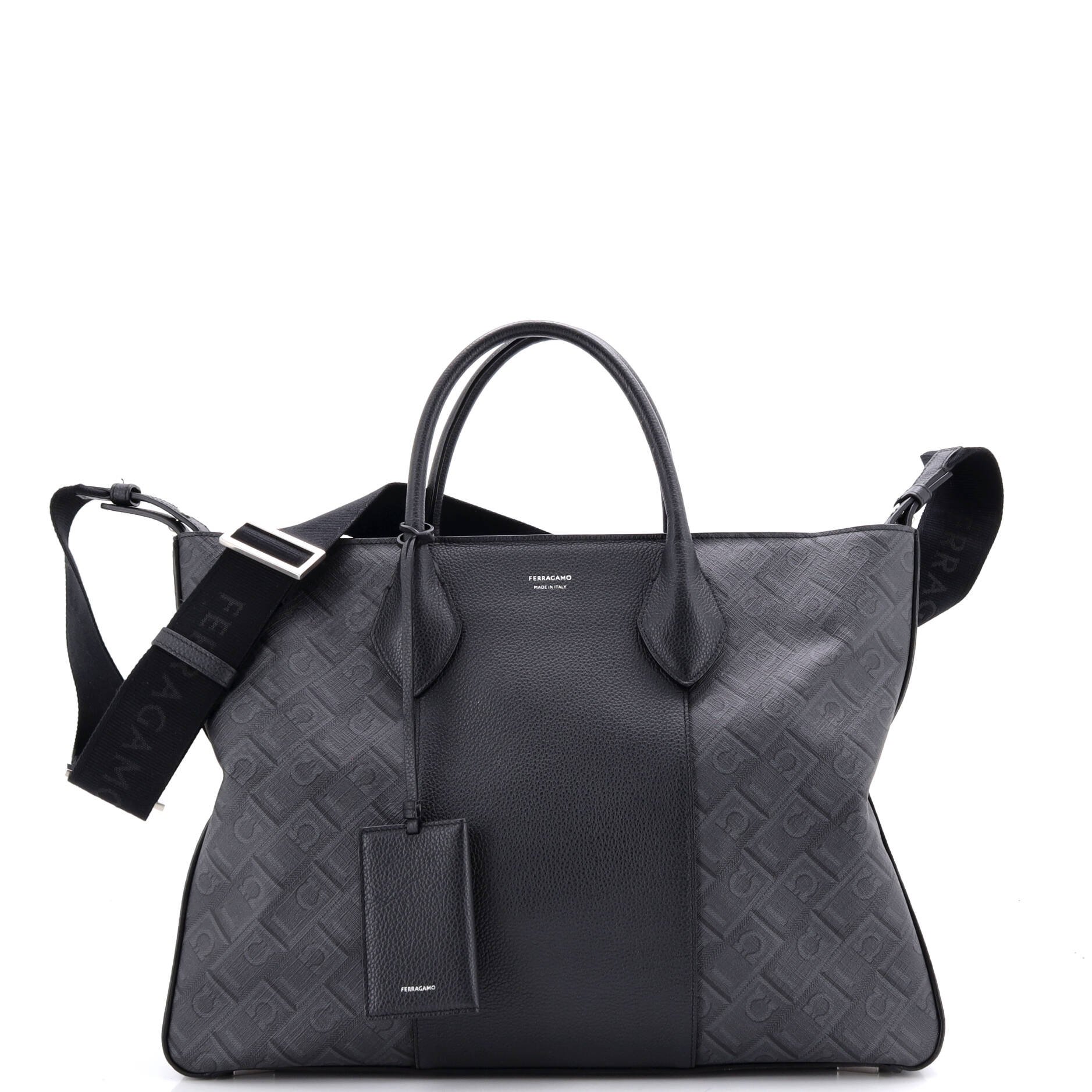 Fold Side Star Tote Printed Coated Canvas and Leather Large