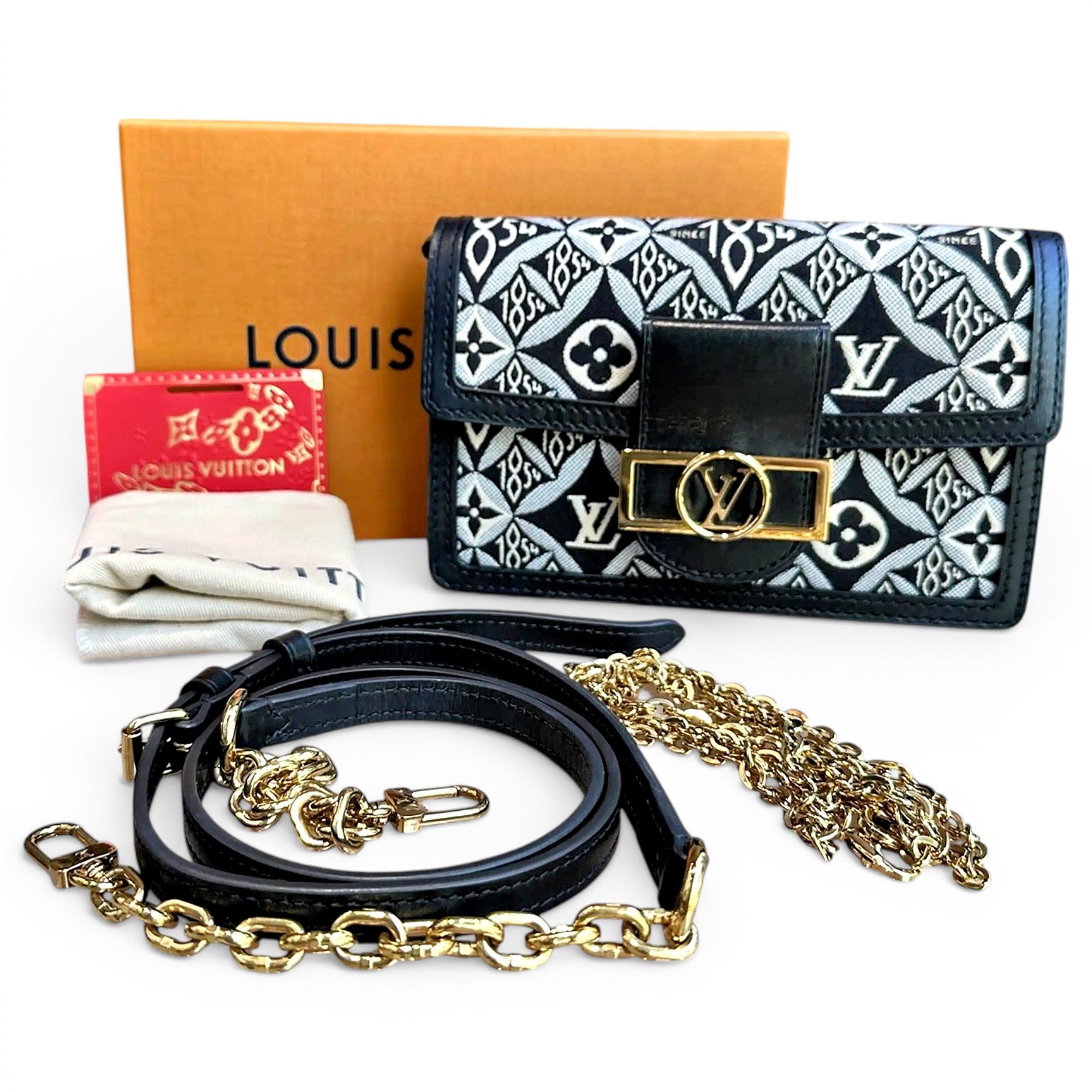 Louis Vuitton Dauphine Chain Wallet cloth crossbody bag