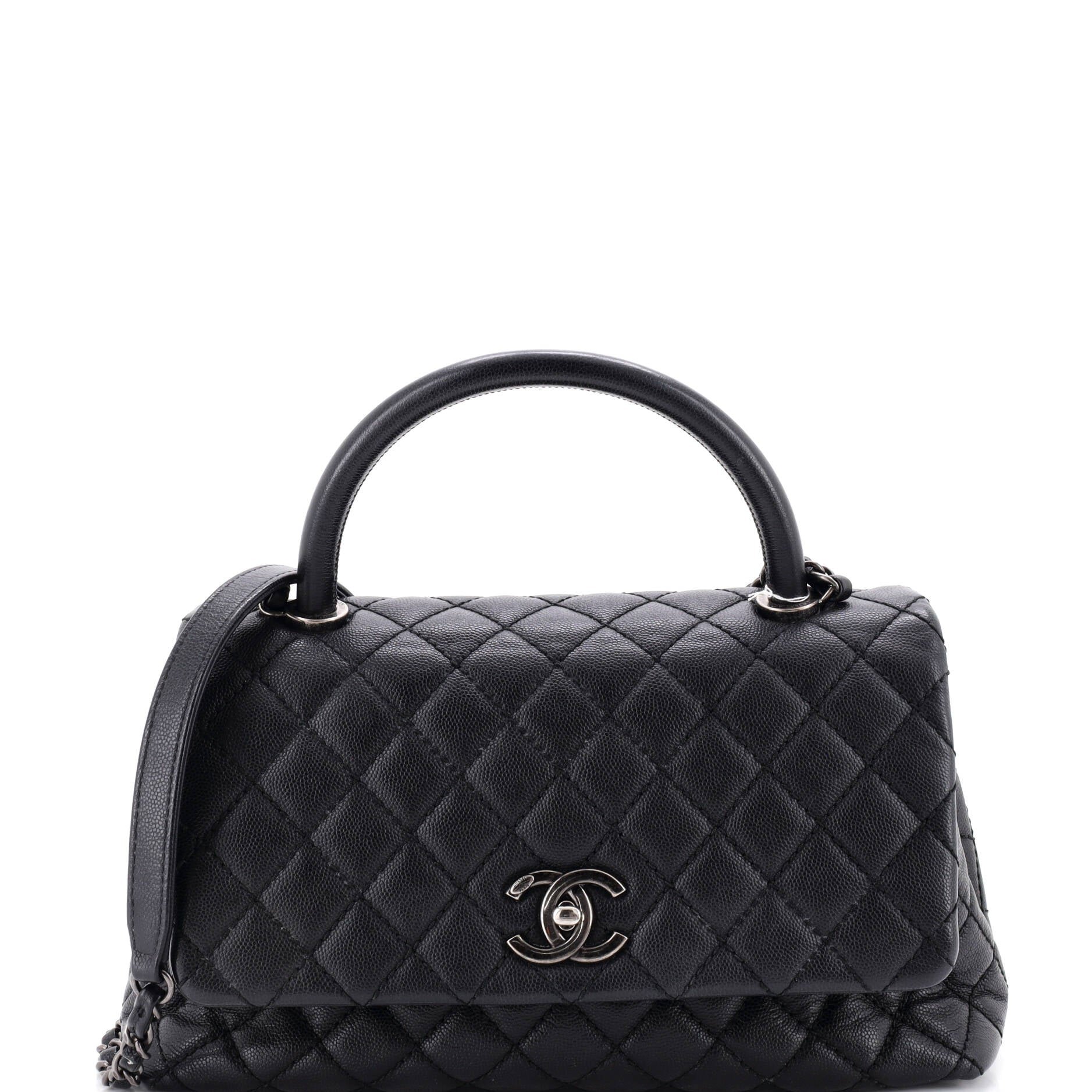 Coco Top Handle Bag Quilted Caviar Small