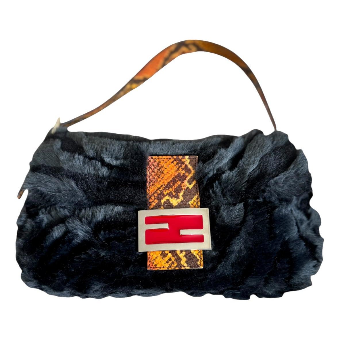 Baguette faux fur handbag