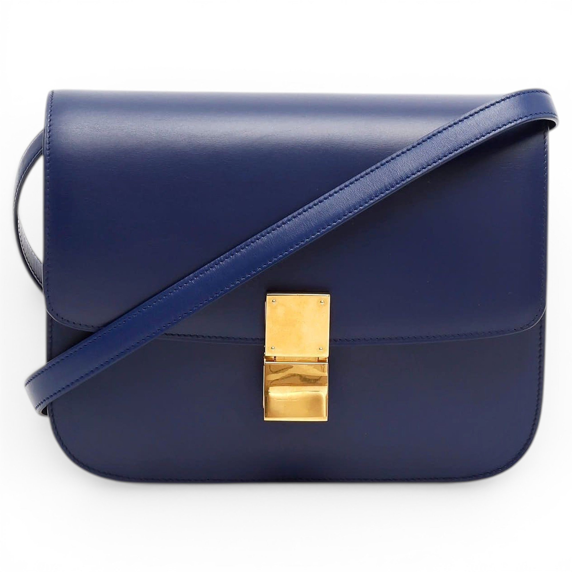 Clasp box leather handbag