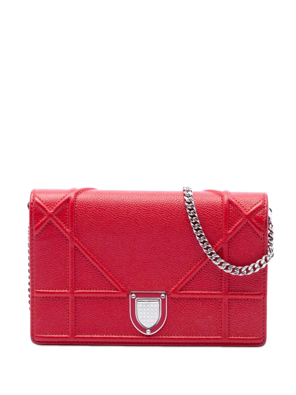 2017 Grained Calfskin Diorama Wallet on Chain crossbody bag