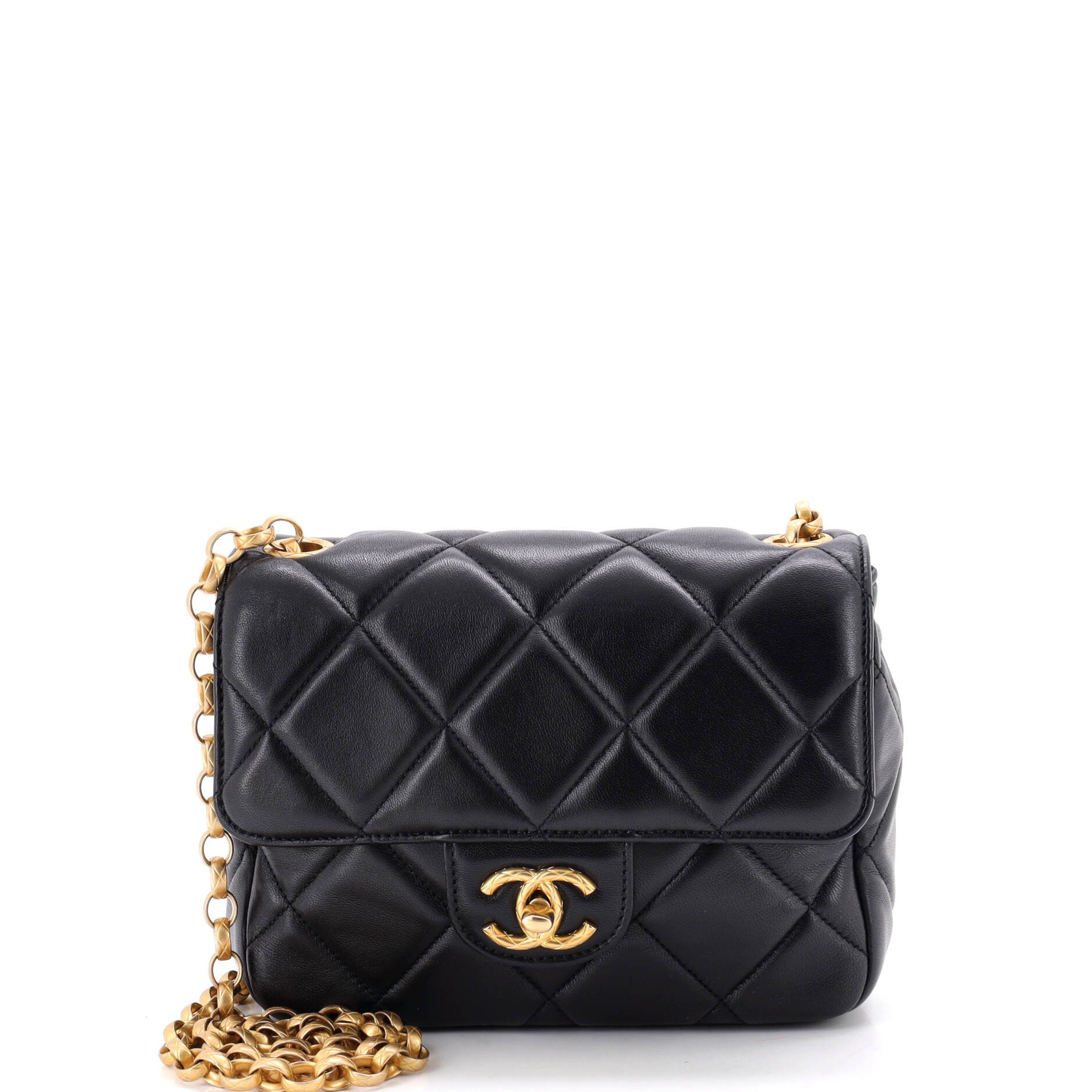 Medallion Chain Flap Bag Quilted Lambskin