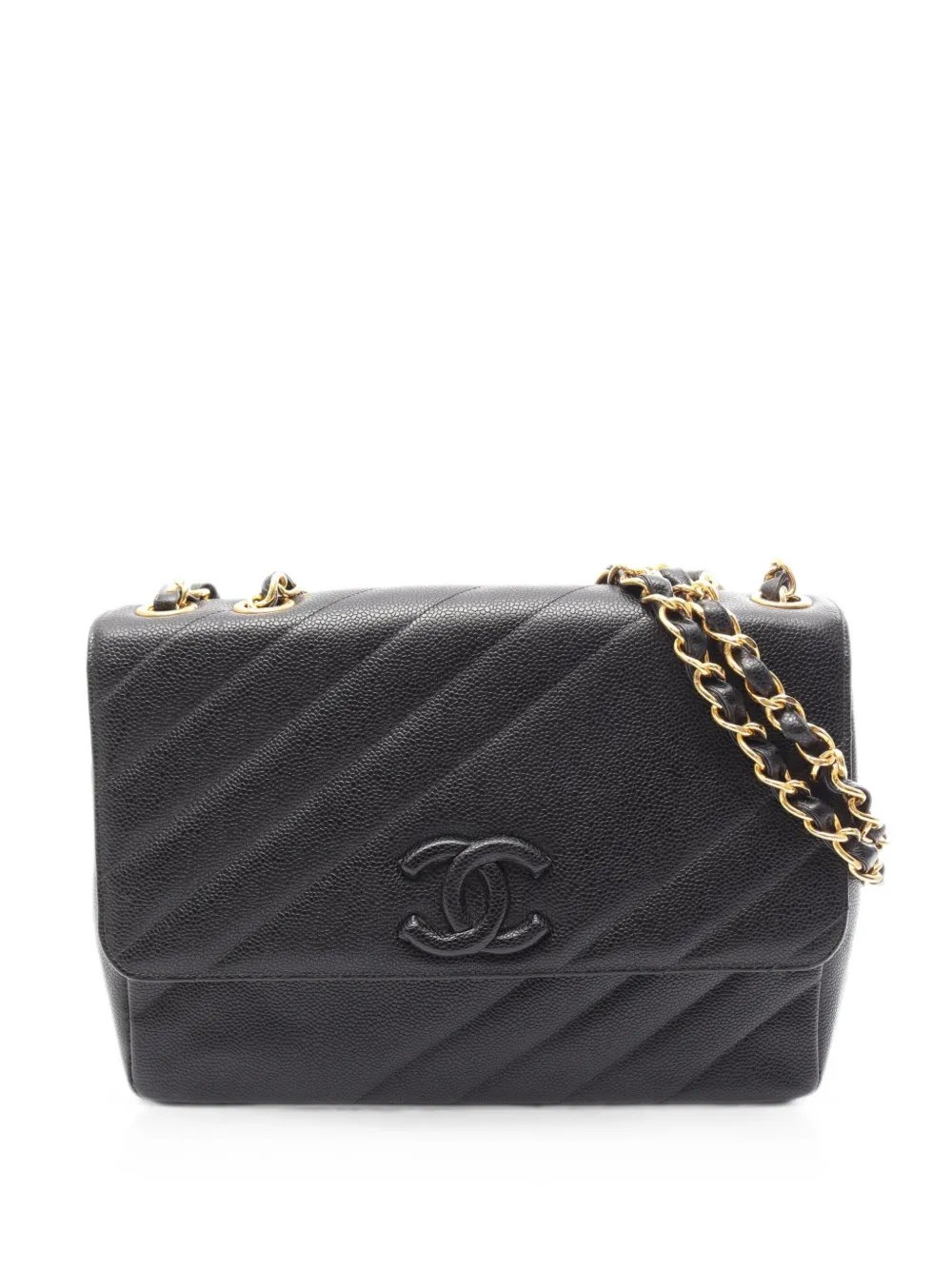 1994-1996 Bias stitch CC leather shoulder bag