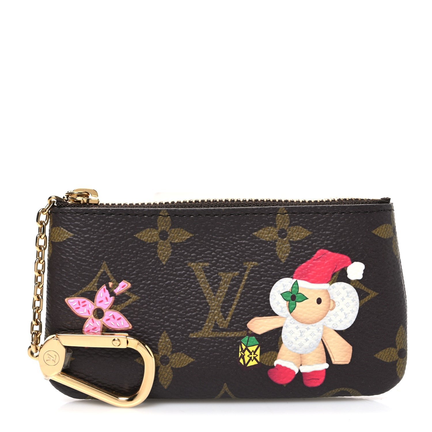 Louis Vuitton Monogram 2024 Christmas Animation Candy Factory Key Pouch Candy Red