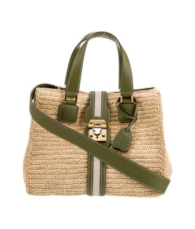 Mark Cross Cross Straw Top Handle Bag